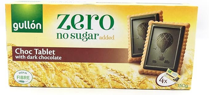 جولن زيرو بسكويت تابلت بالشوكولا بدون سكر Gullon Zero Nas Tablet Choco Bisct 150 g