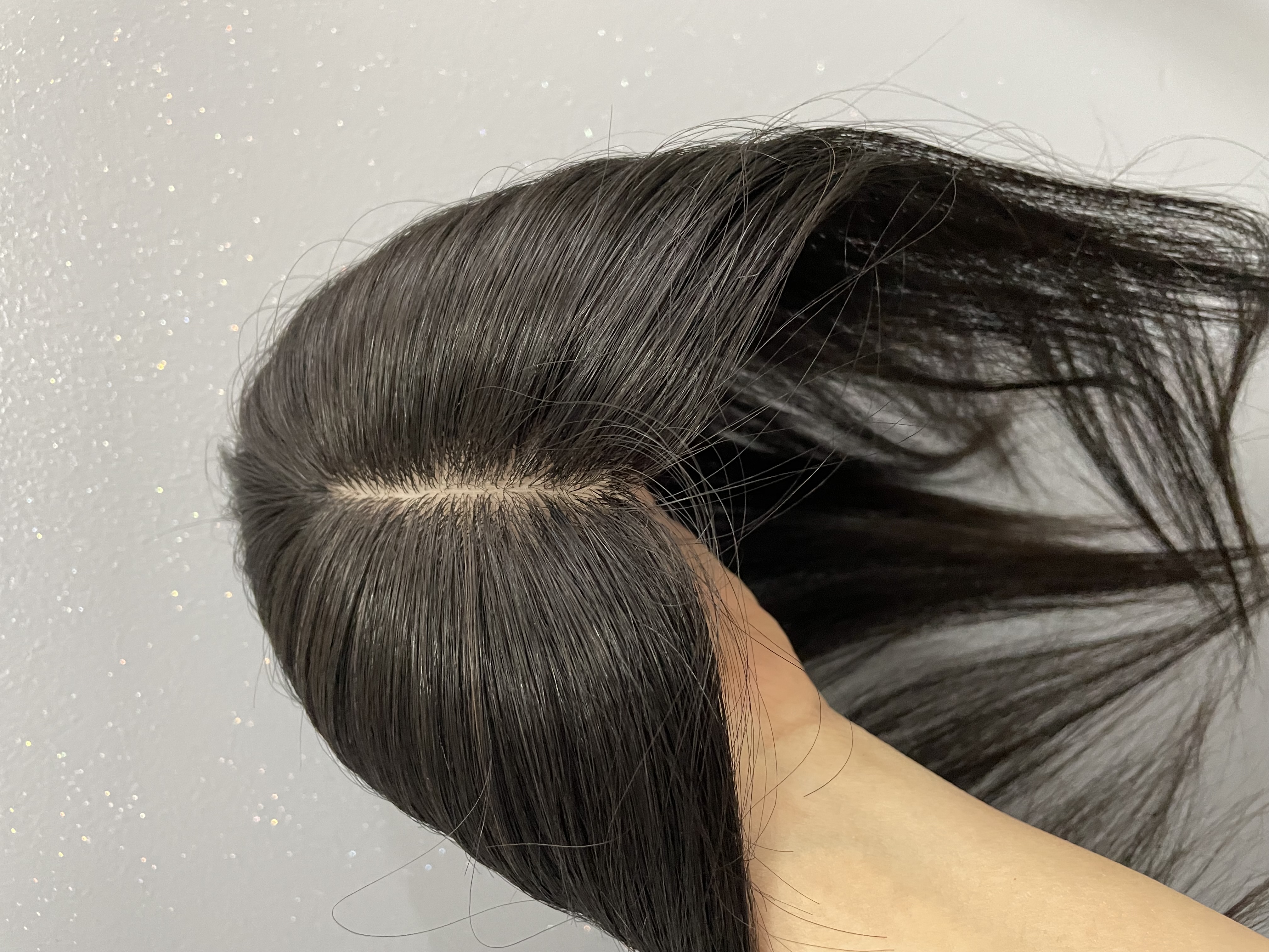 تغطية شعر أمامية للنساء شعر طبيعي 100% فروة حرير 12*8 سم و 12 انش للشعر