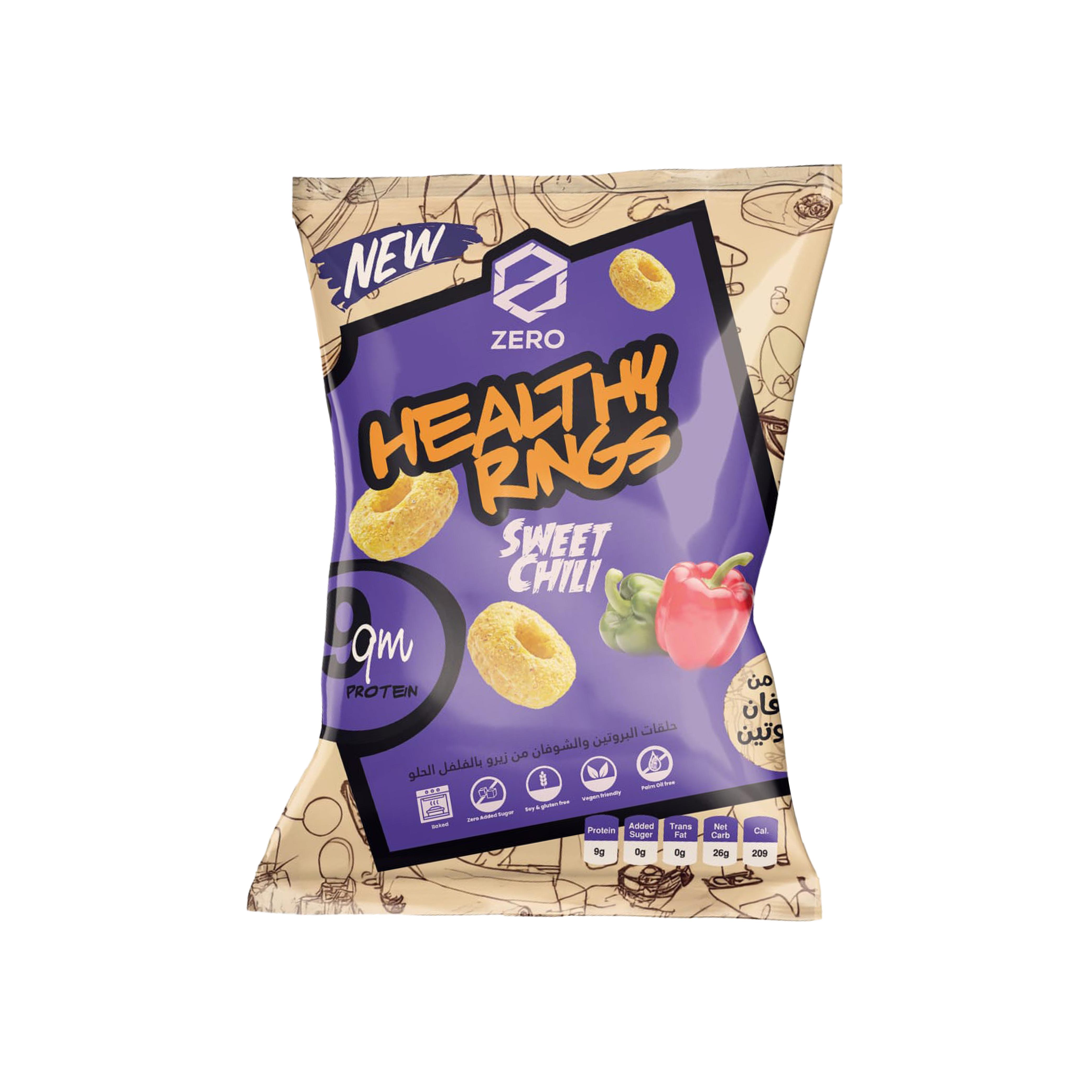 هيلثي رينجز زيرو بنكهة الفلفل الحلو – 50 جم Healthy Rings Zero – Sweet Chili Flavor – 50g 