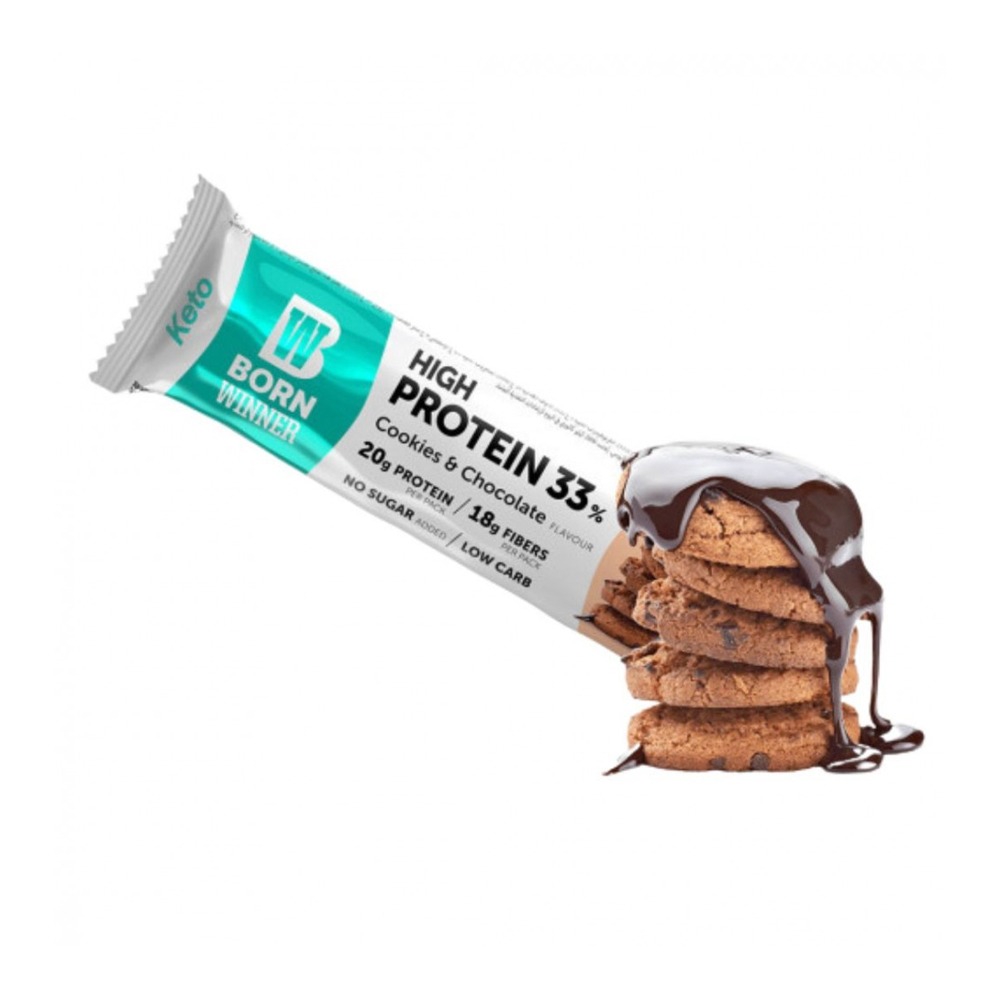  بورن وينر بروتين بار - كيتو - كوكيز و شوكولاتة - 60 جرام-Born Winner  Protein bar- KETO -COOKIES N CHOCOlate -60g 