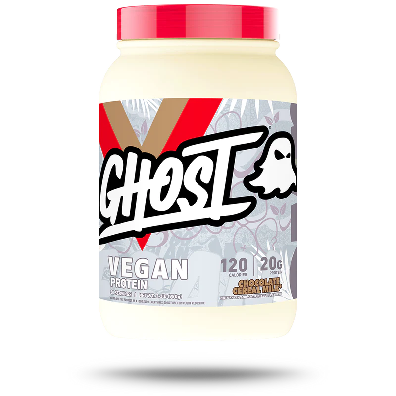 مسحوق بروتين نباتي من جوست، حليب حبوب الشوكولاتة - 2 رطل، 20 جرام من البروتين-GHOST Vegan Protein Powder, Chocolate Cereal Milk - 2lb, 20g of Protein 