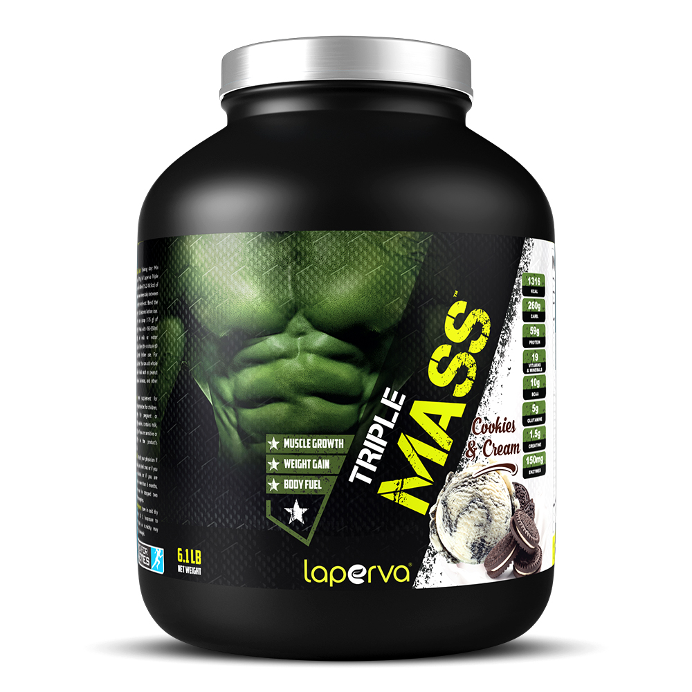  لابيرفا تربل ماس جينير كوكيز وكريمة 6 باوند , تركيبة لبناء العضلات - Laperva Triple Mass Gainer ,Cookies and Cream, 6.1 LB 