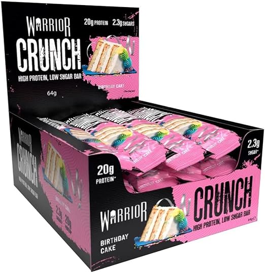  واريور كرانش - ألواح عالية البروتين - 20 جم بروتين-64 جرام (كعكة عيد الميلاد)-Warrior Crunch - High Protein Bars - 20g Protein -64g (Birthday Cake) 
