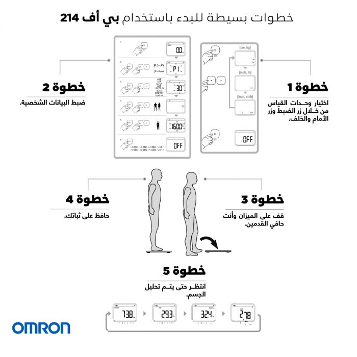  اومرون ميزان إلكتروني مع قياس نسبة الدهون  Omron Body Composition Measuring Scale BF214 .. BF214 