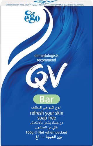  قالب صابون كيو في خالي من العطور 100جرام- QV Soap Bar Fragrance Free 100g 