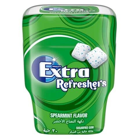  إكسترا ريفريشرز علكة بنـهكة النـعناع الاخضر 30 حبة 67 غرام-Extra Refreshers sugar-free gum, Spearmint, 67 grams, 30 pieces 