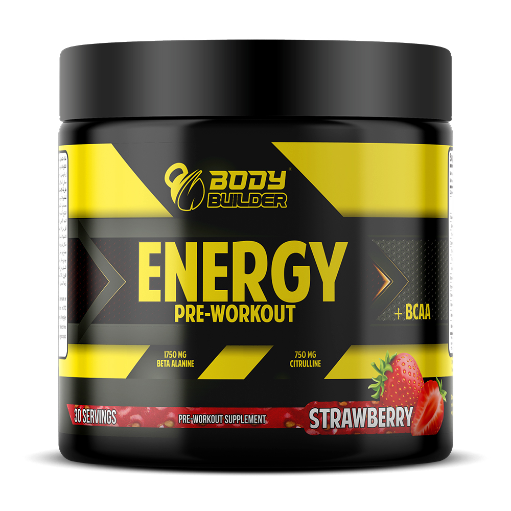  بودي بيلدر إنيرجي ما قبل التمرين مع  بي سي ايه ايه,بنكهة الفراولة,30 حصه -Body Builder Energy Pre workout PlusBCAA, Strawberry, 30 Serv 