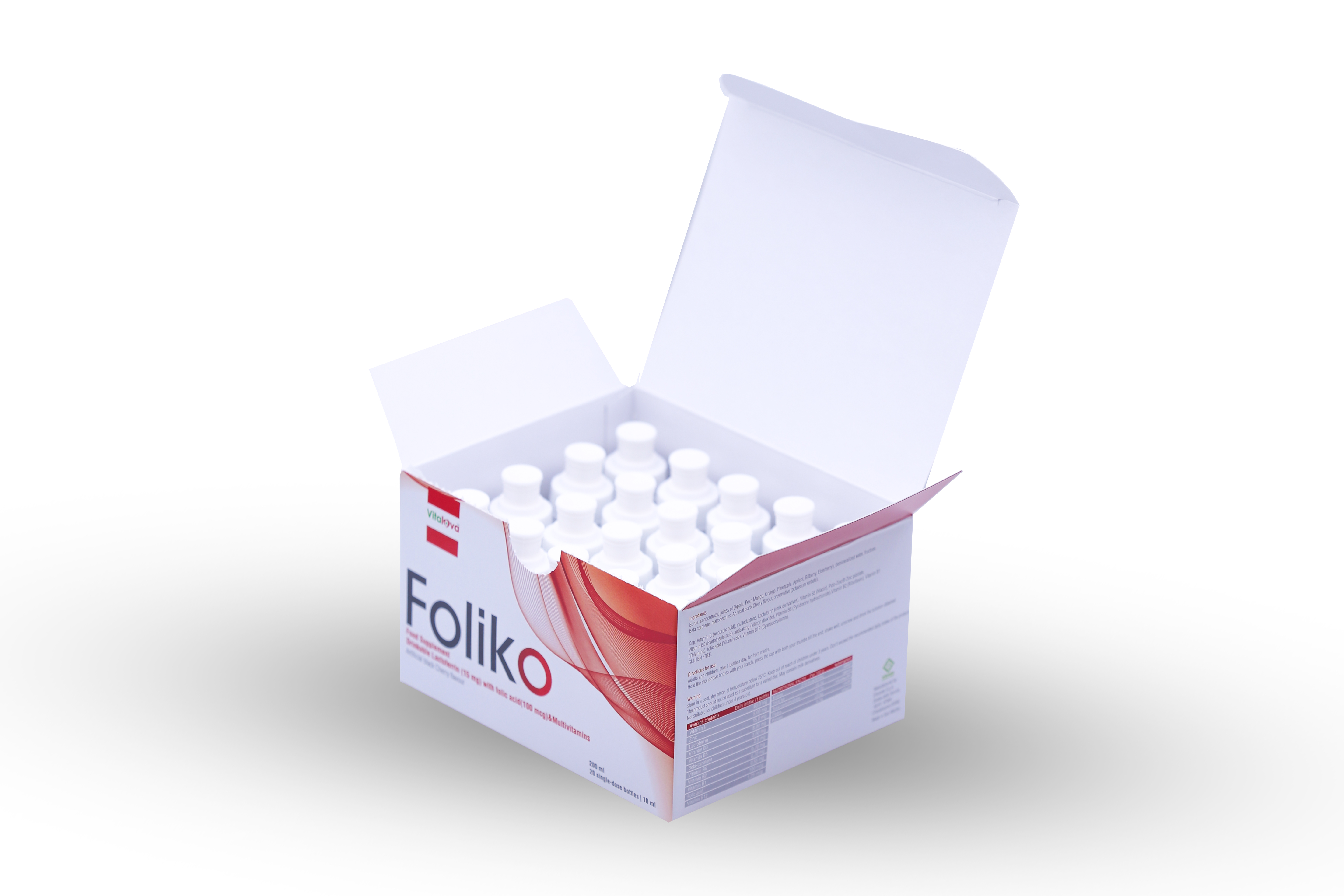  Foliko Lactoferrin with Folic Acid and Multivitamins Blackcurrant Flavor 20 Bottles 