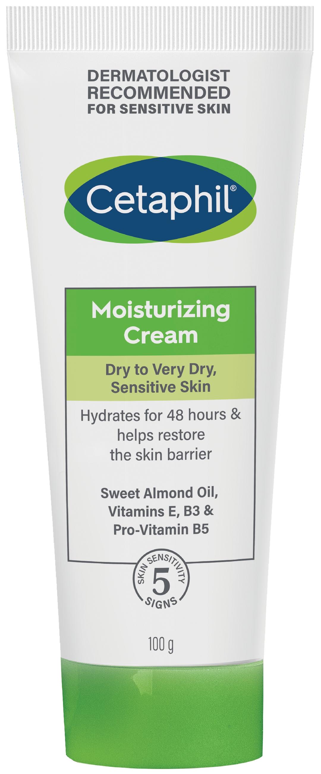  كريم مرطب بسعة 100 جرام من سيتافيل، مناسب للبشرة الجافة إلى شديدة الجفاف والحساسة - CETAPHIL MOISTURIZING CREAM 100G 