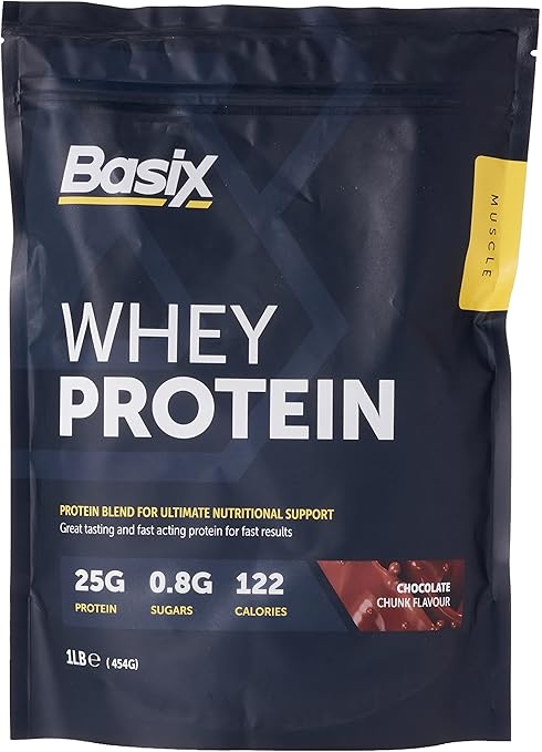  بيسيكس بروتين مصل اللبن - قطع الشوكولاتة - 1 رطل-Basix Whey Protein - Chocolate Chunk - 1 Lb 