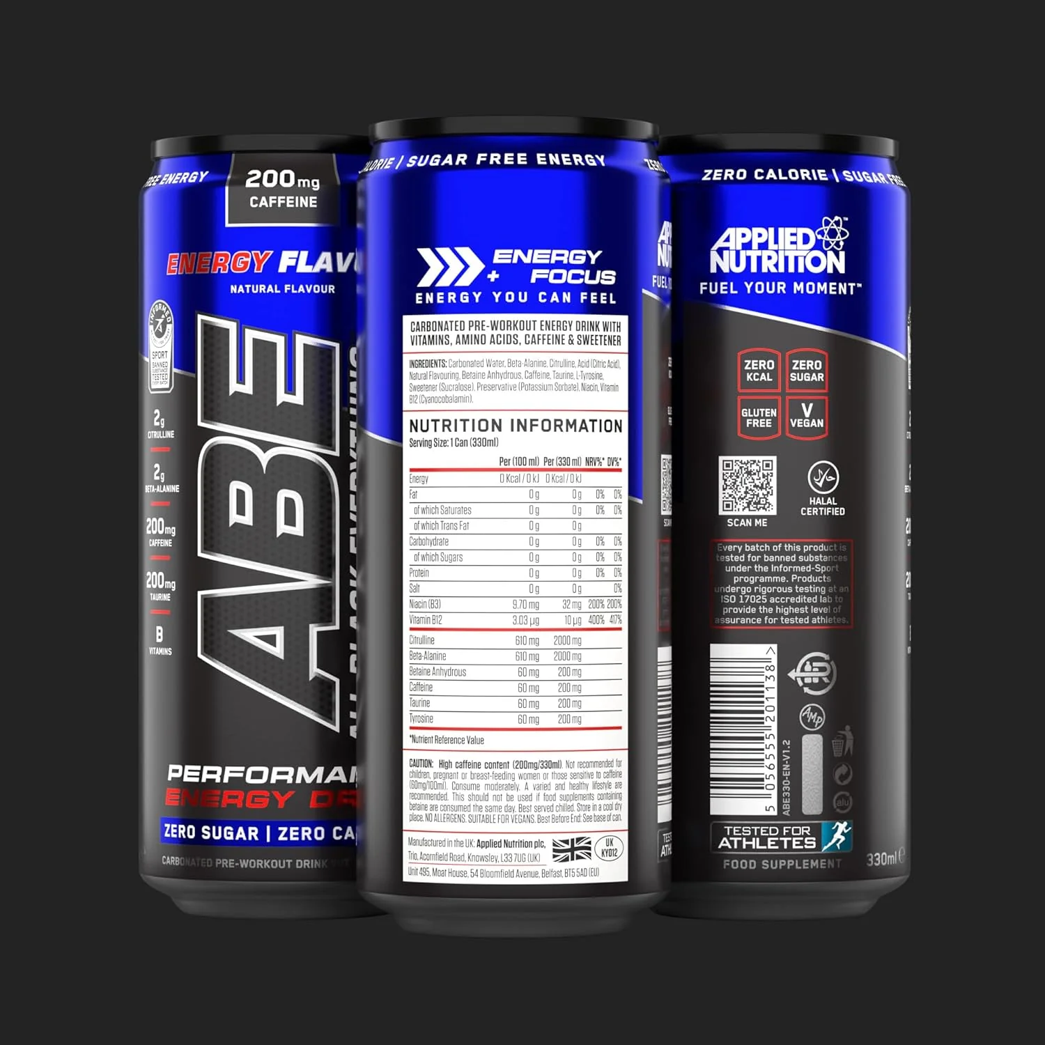  أبلايد نيوترشن آبي مشروب الطاقة 330 مل-APPLIED NUTRITION ABE ENERGY PERFORMANCE DRINK 330 ML 