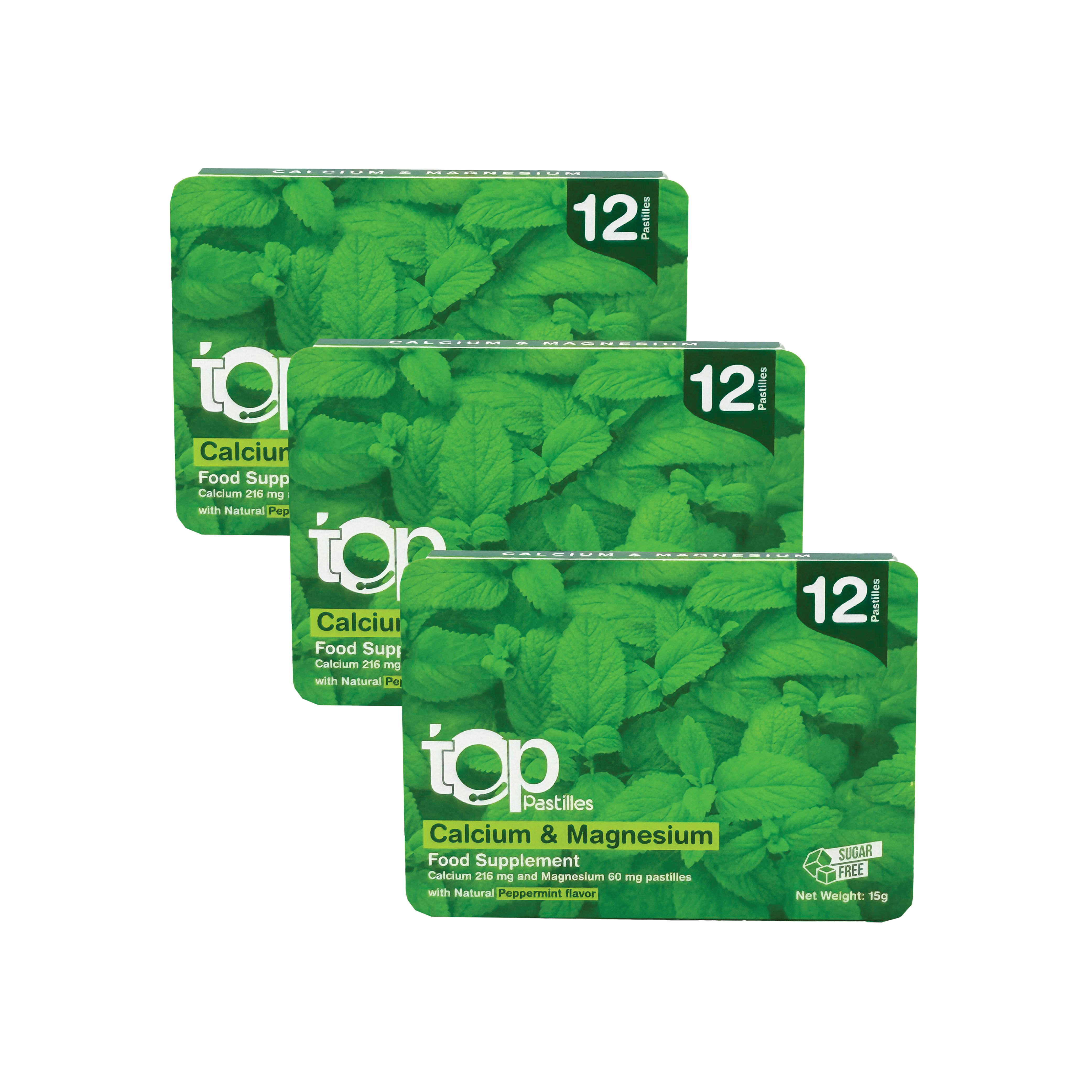  Pack of 3 Top Calcium & Magnesium – 12 Chewable Tablets – Mint Flavor 
