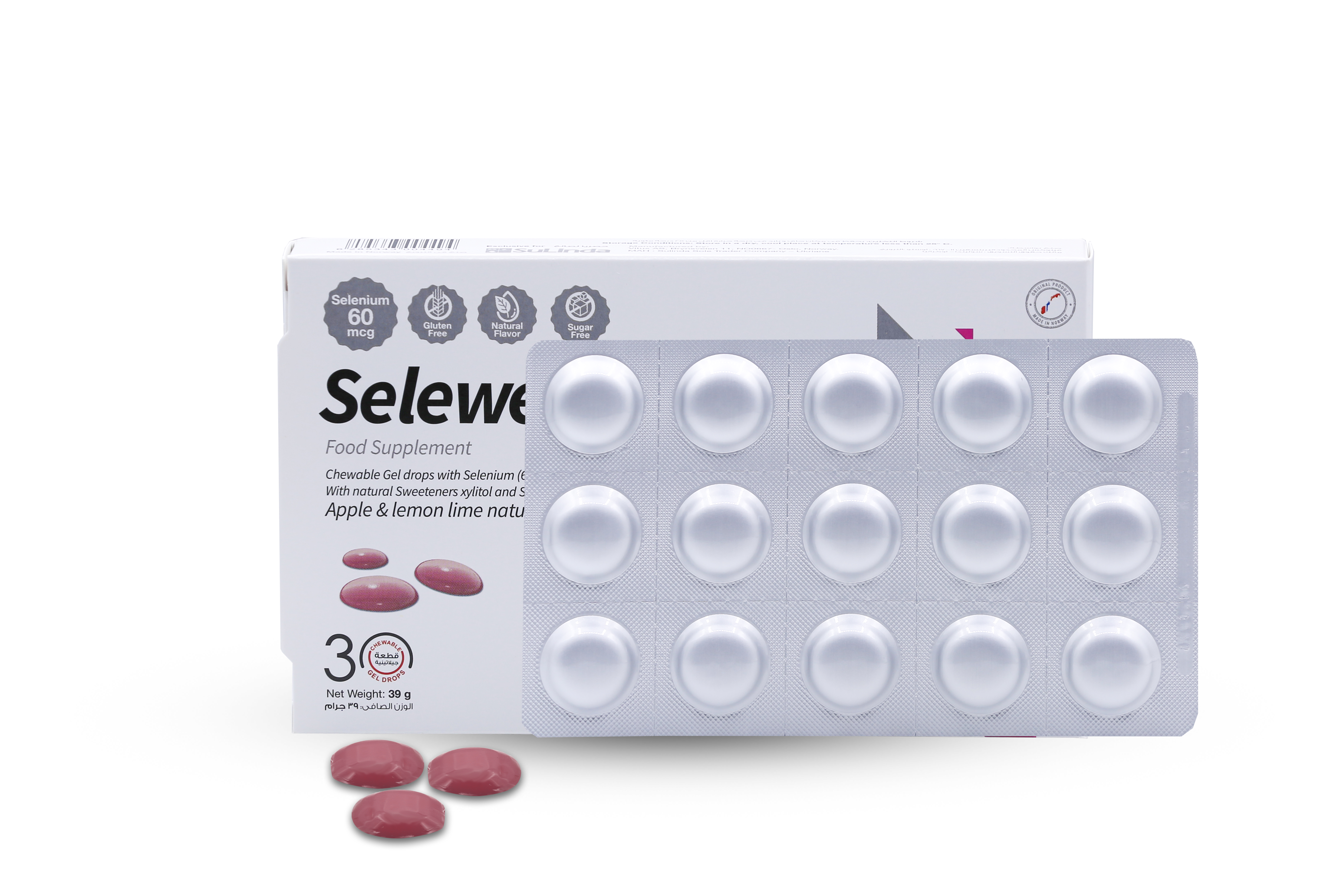  Selewell Selenium 60mcg Apple and  Lemon Flavor 30 Gummies 