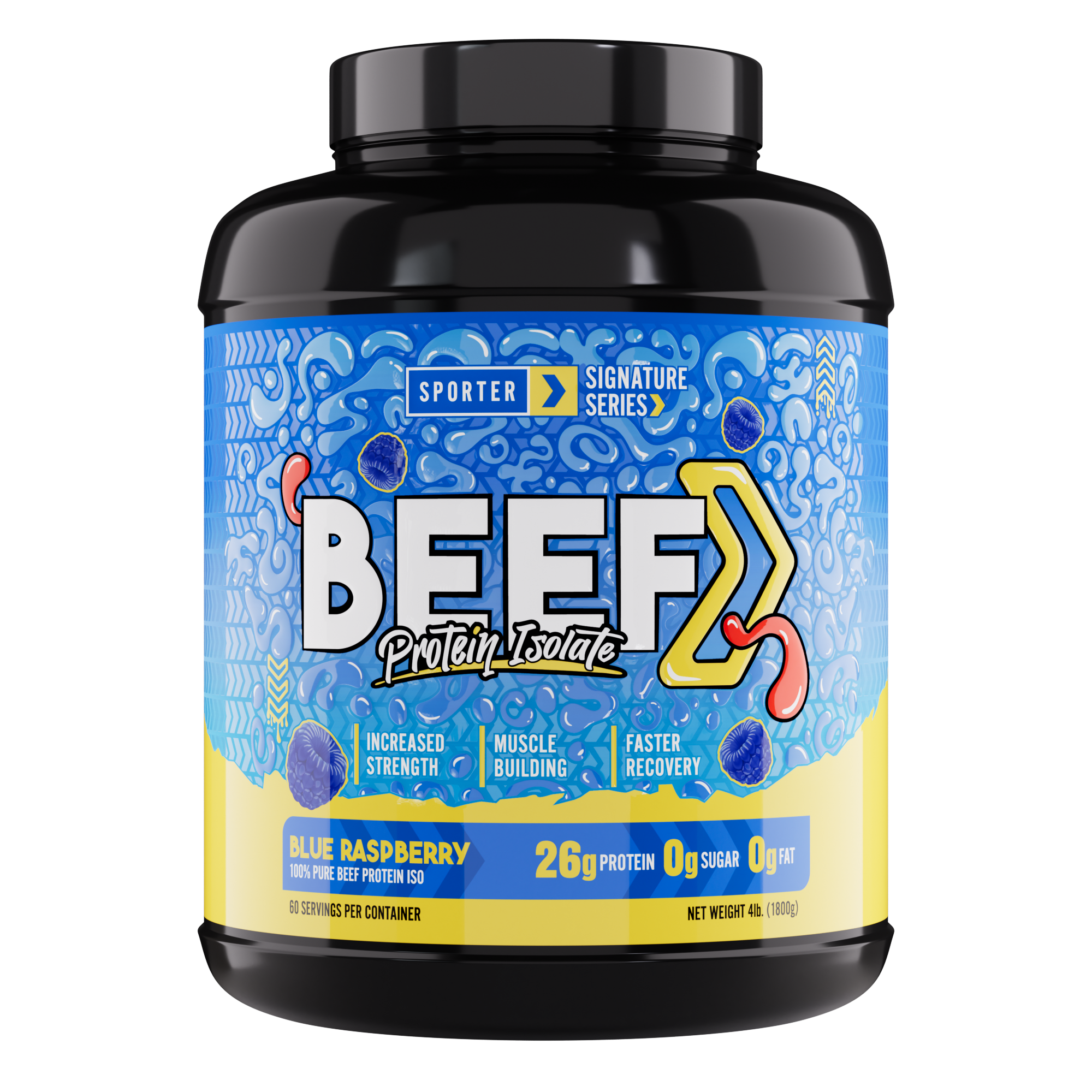  سبورتر – بيف بروتين آيزوليت – توت أزرق – 4 باوند - Sporter - Beef Protein Isolate - Blue Raspberry - 4 lbs 