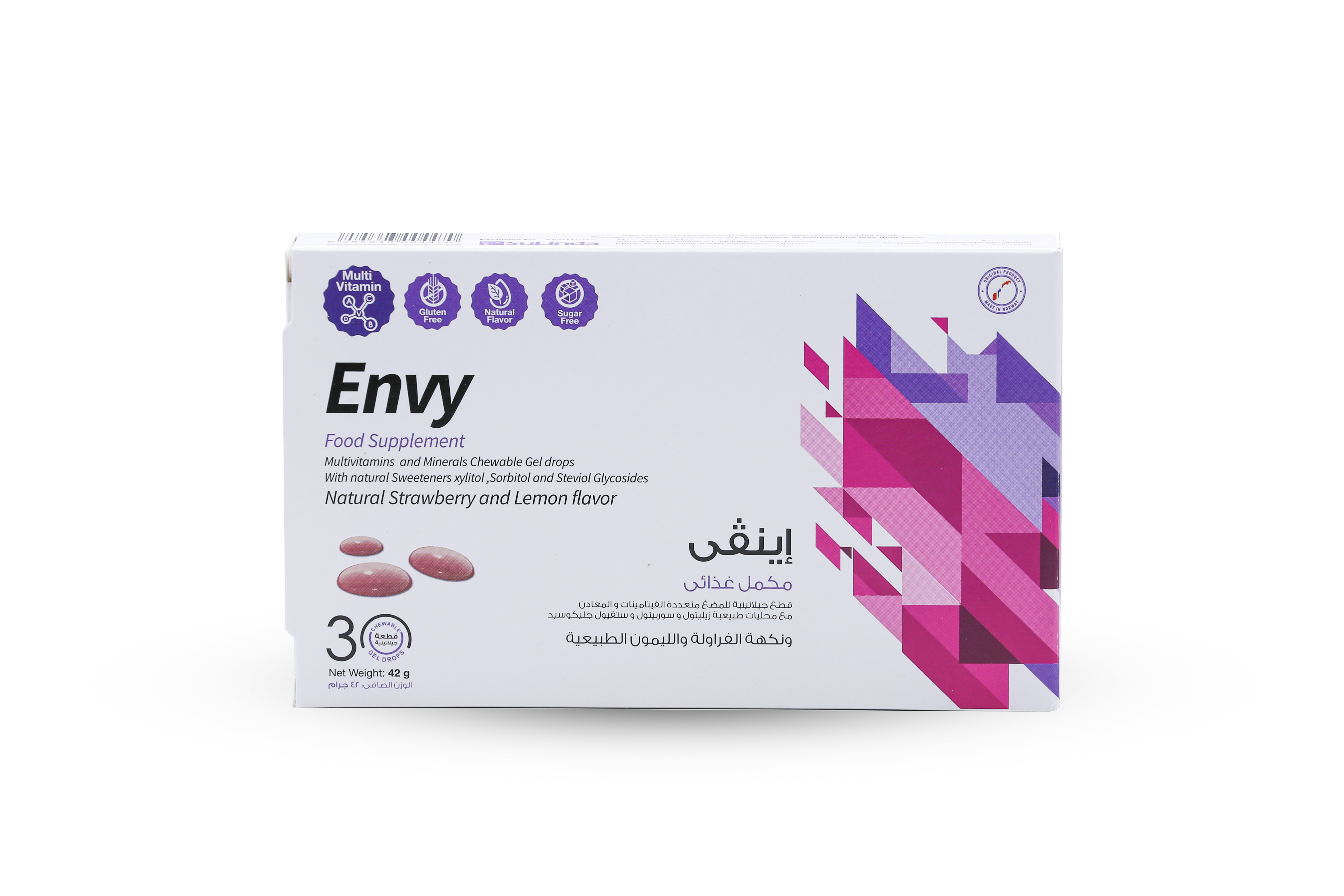  Envy Biotin 30 mcg Vitamins and Minerals Strawberry and Lemon Flavor 30 Gummies 