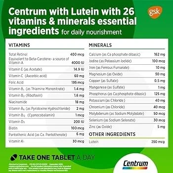  سنتروم فيتامينات متعددة مع لوتين 30 قرص-Centrum Multivitamins With Lutein 30 Tablets 