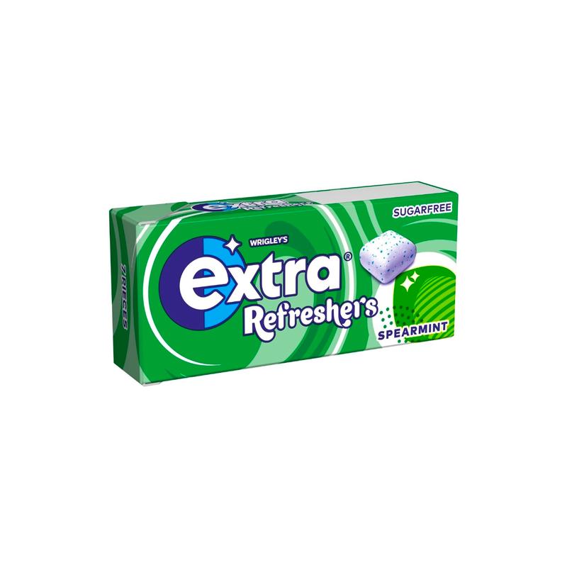  اكسترا ريفريشرز علكة نكهة النعناع الأخضر 7 قطع 15.6 جم-Extra Refreshers Spearmint Chewing Gum Sugar Free 15.6g, 7pieces 