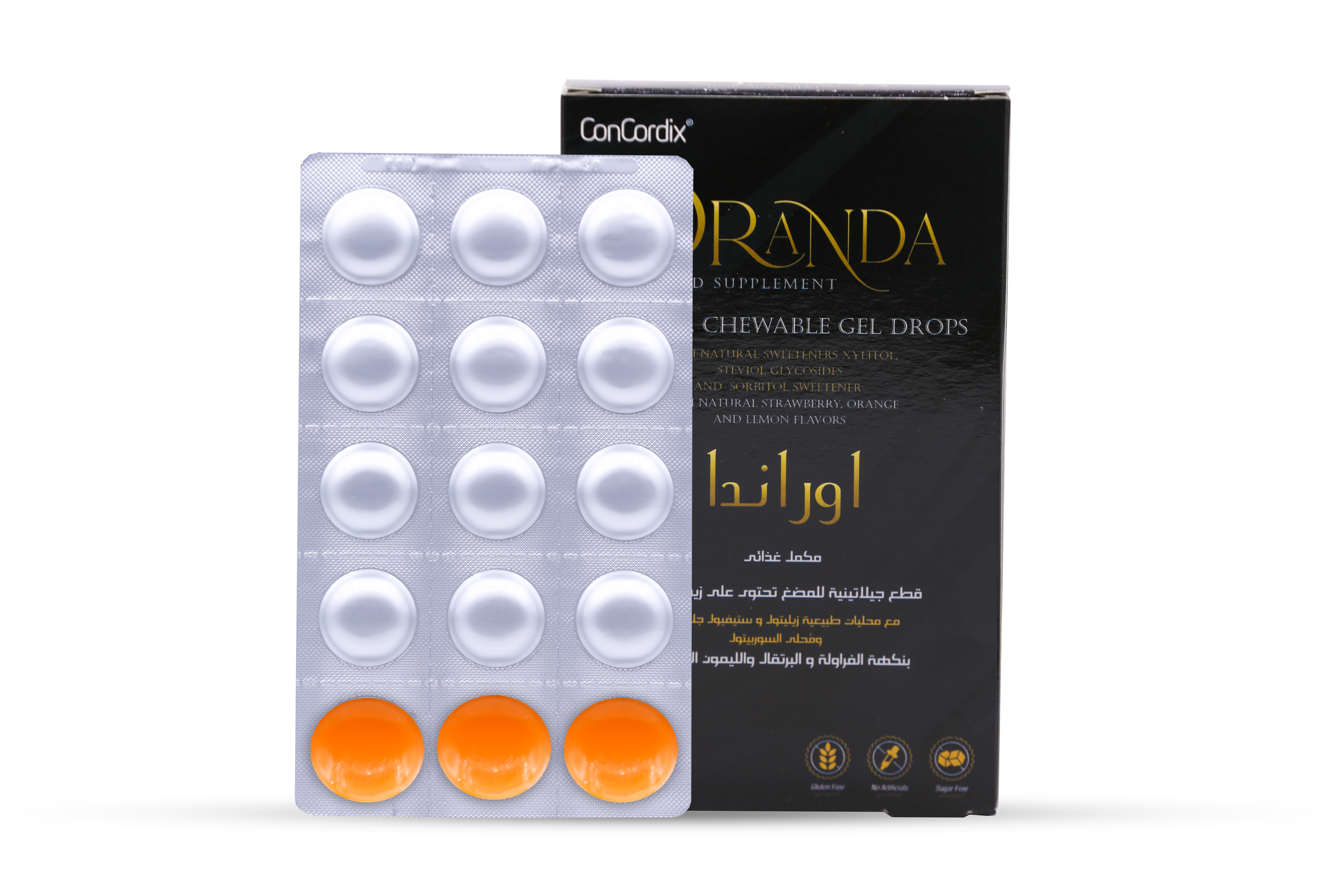  أوراندا زيت السمك 640 مجم نكهة البرتقال و الليمون و الفراولة 30 قطعة - Oranda Fish Oil 640mg Orange Lemone and Strawberry Flavor  30 Gummies 