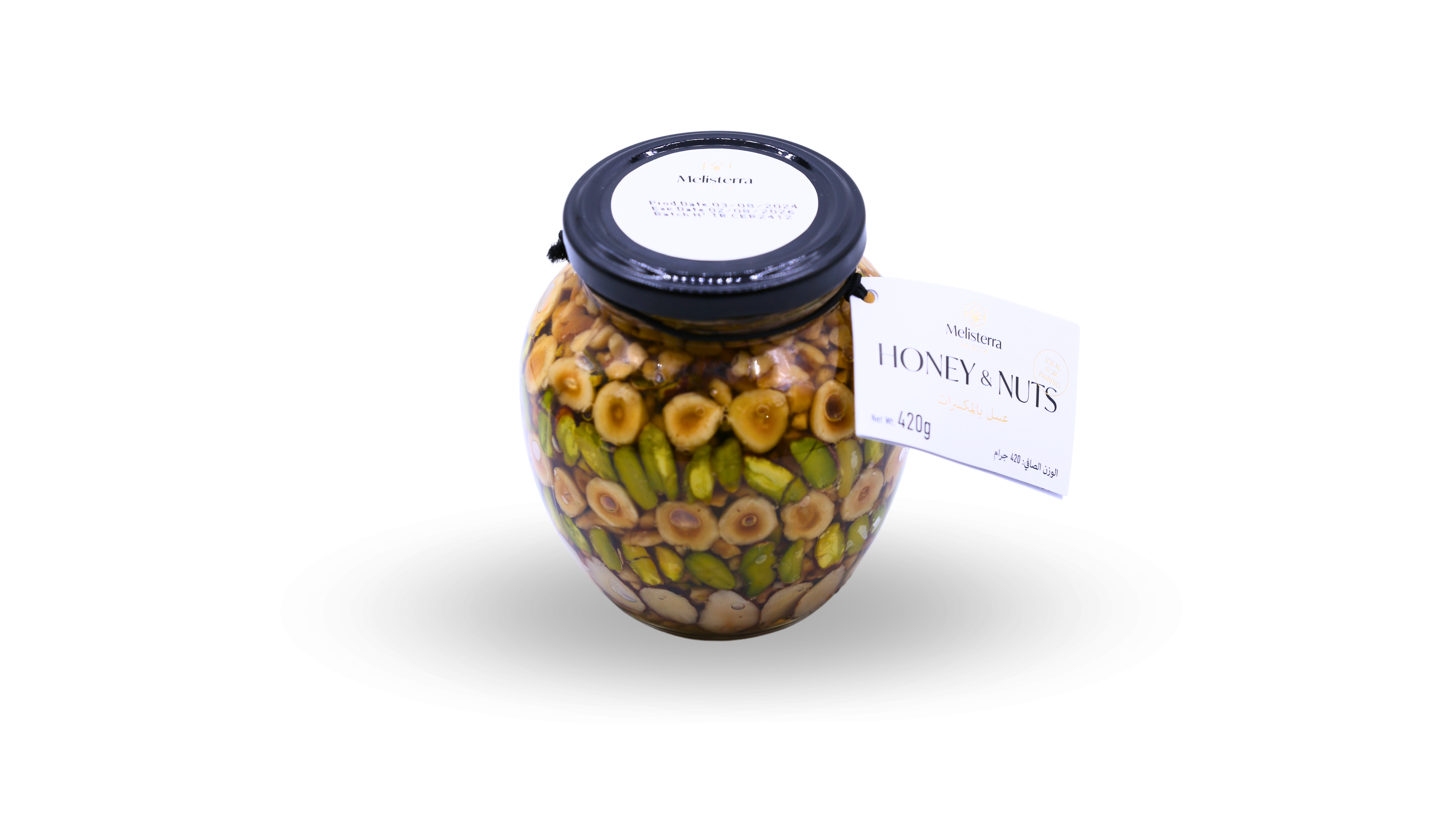  عسل ميليستيرا بالمكسرات والأزهار مع اللوز والفول السوداني والفستق والبندق - Mellisterra Nuts and Polyflora Honey with Almond, Peanut, Pistachio, and Hazelnut 