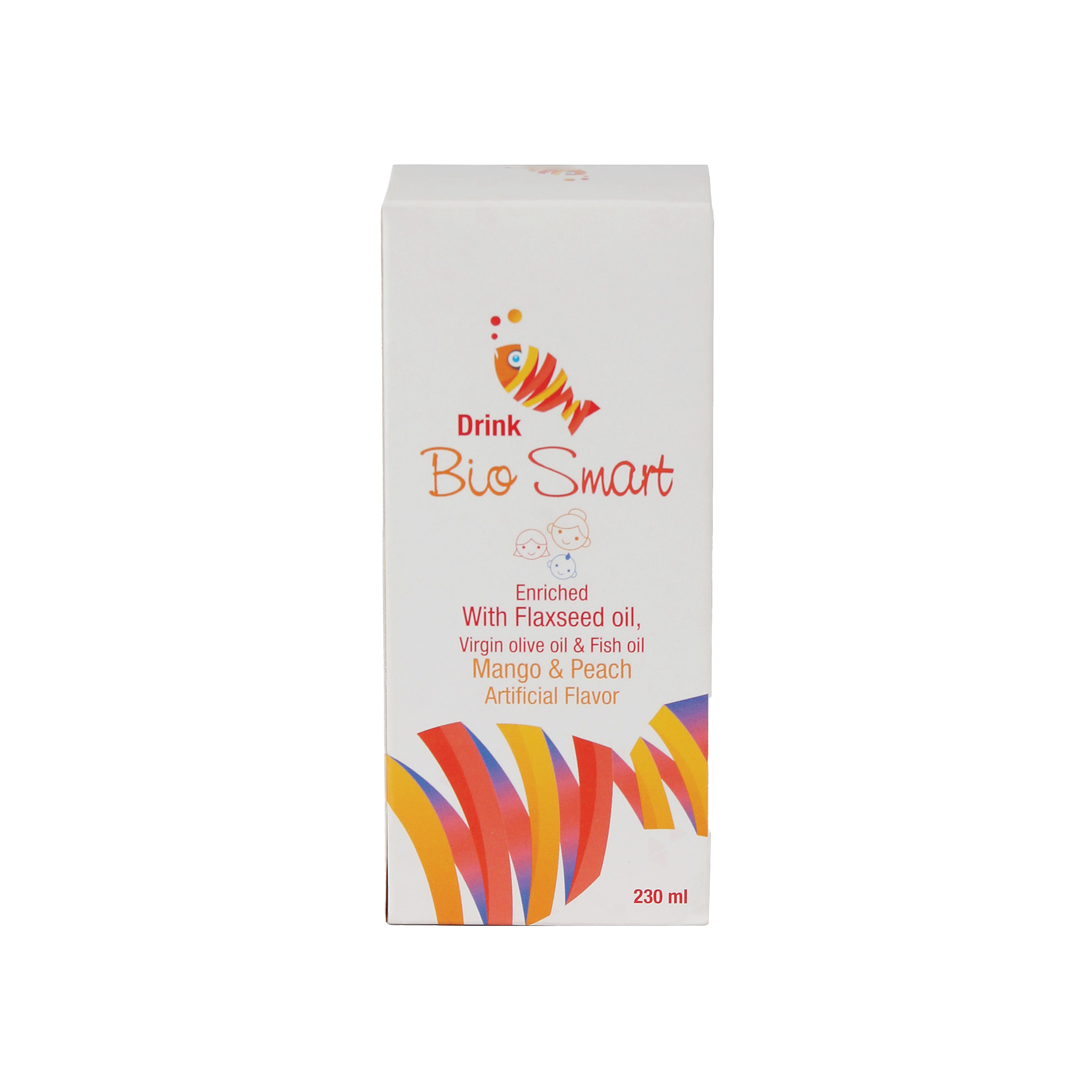  Biosmart Syrup Virgin Olive Oil 1g, Flaxseed Oil 0.5g and Omega-3 1g Mango and Peach Flavor 230 ml 