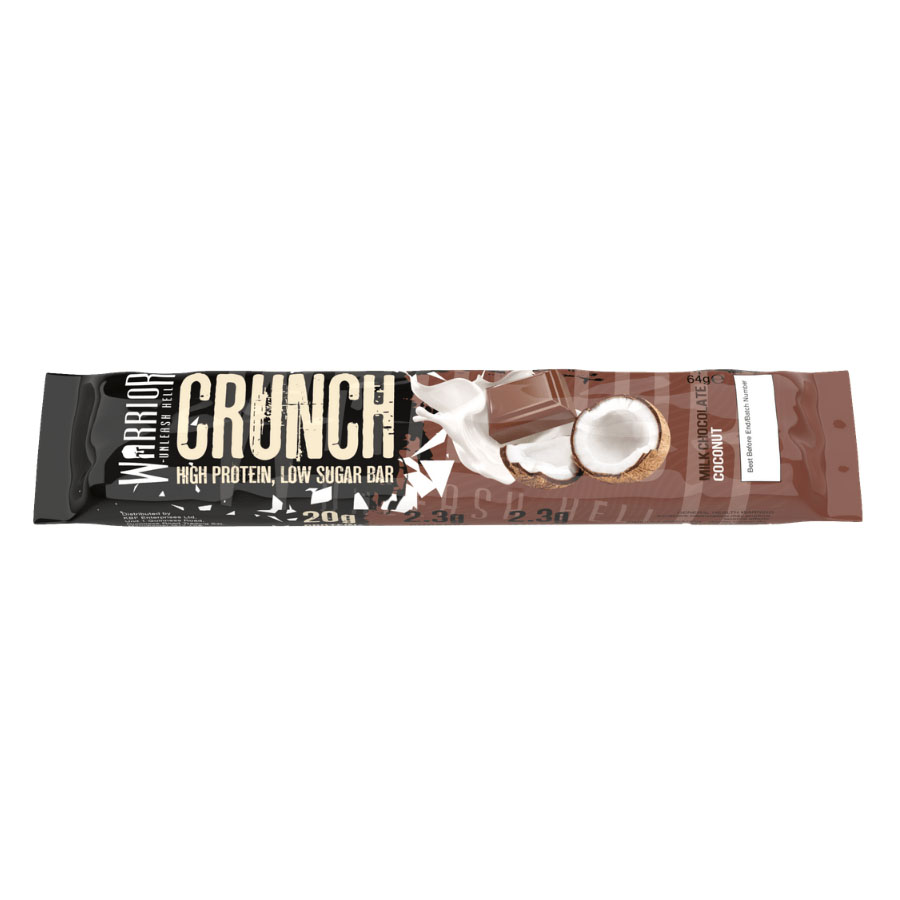  Warrior HIGH PROTEIN BARS 20g Protein Caramel Crispy Crunch Bars - Milk Chocolate & Coconut 