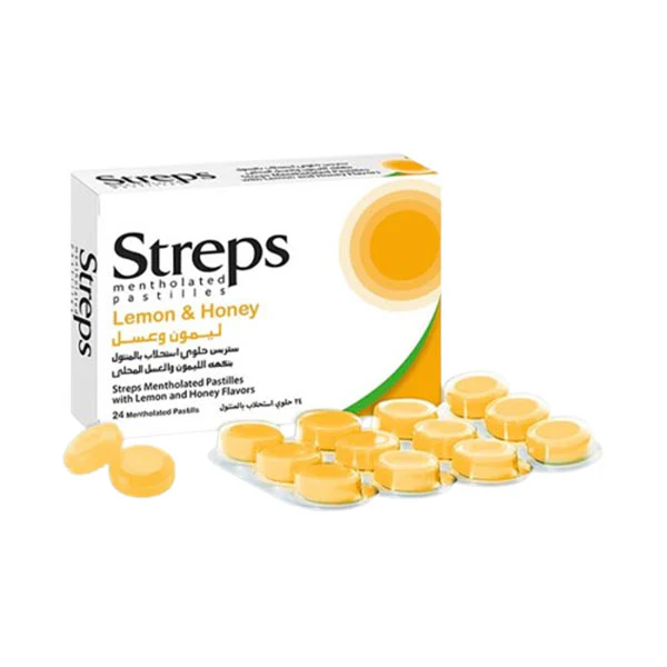  ستربس عسل وليمون 24 حبوب مص-STREPS HONEY LEMON 24 LOZENGES 