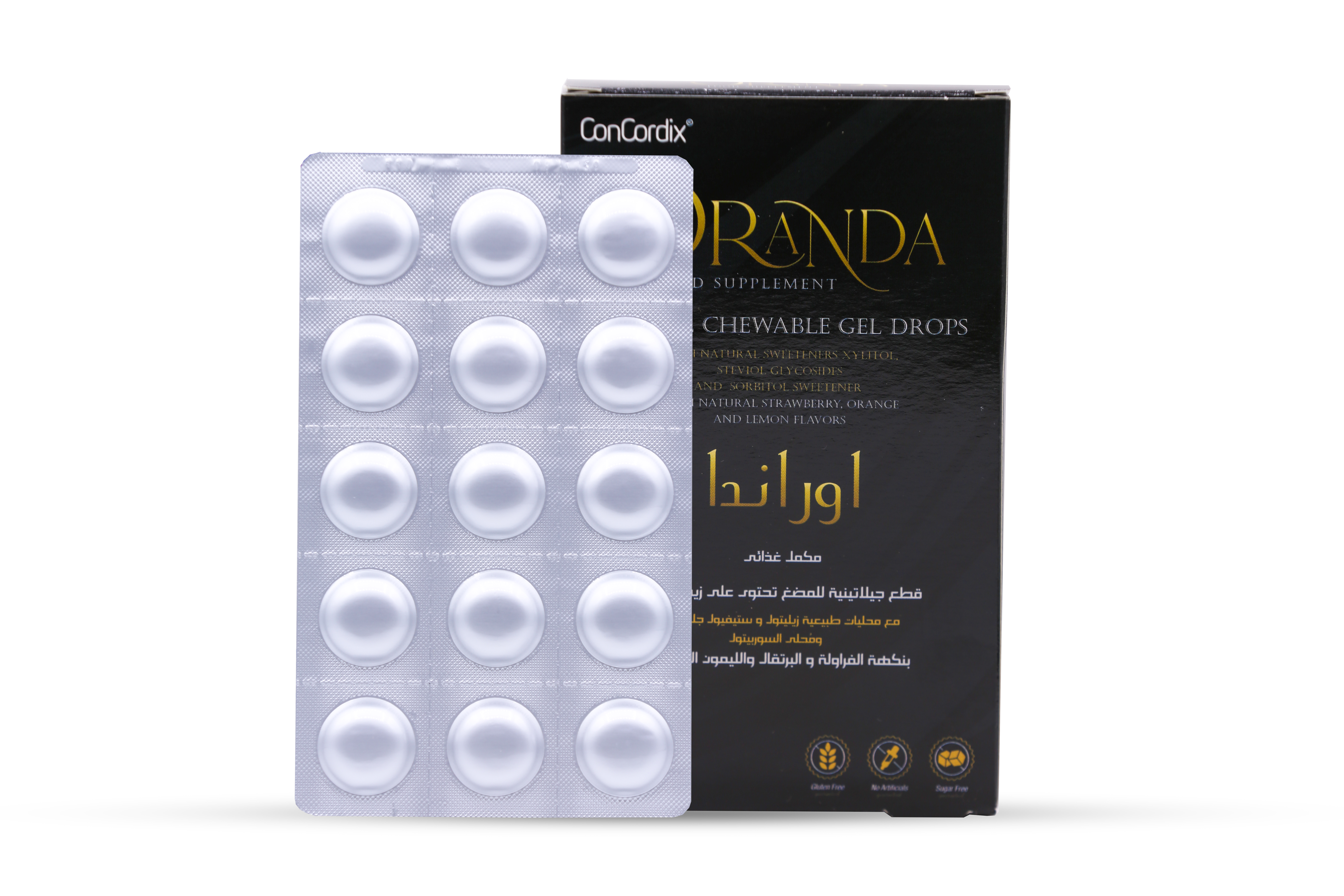  أوراندا زيت السمك 640 مجم نكهة البرتقال و الليمون و الفراولة 30 قطعة - Oranda Fish Oil 640mg Orange Lemone and Strawberry Flavor  30 Gummies 