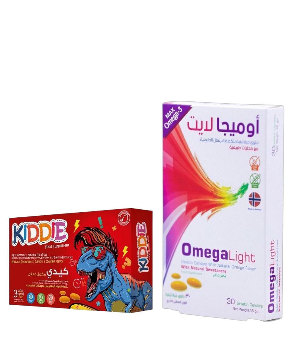  سمارت كيدز - كيدي فيتامينات متعددة 30 حبة + أوميغالايت 30قطعة بطعم لذيذ للأطفال - My Little Health Pack – Kids’ Multivitamins (30 Gummies) + Tasty Omega Light-30 