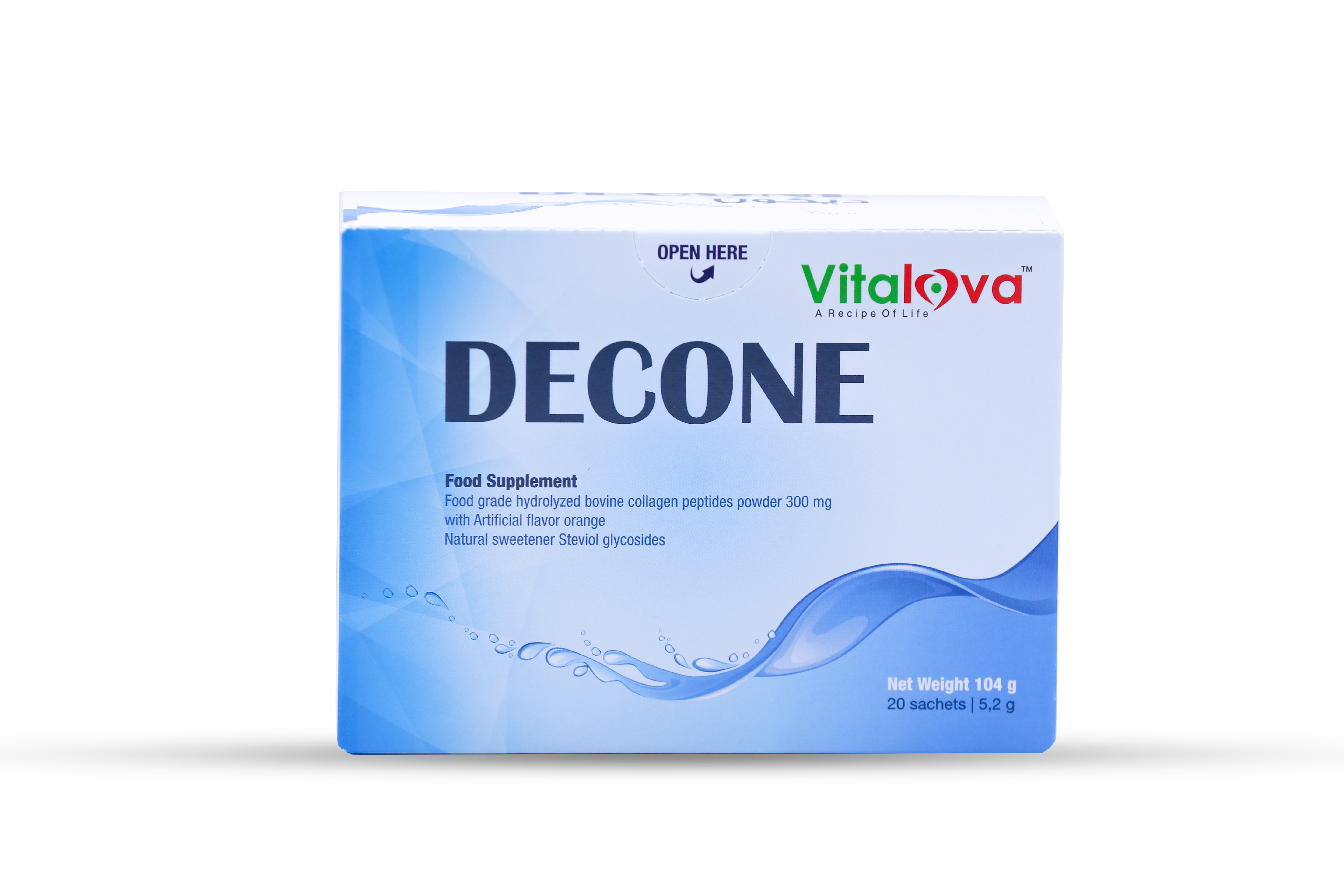  ديكون N أسيتيل سيستئين كولاجين بقري 300 ملجم مع بروميلين  بنكهة البرتقال 20 كيس - Decone N-Acetylcysteine and Collagen 300 mg with Bromelain Orange Flavor 20 Sachets 