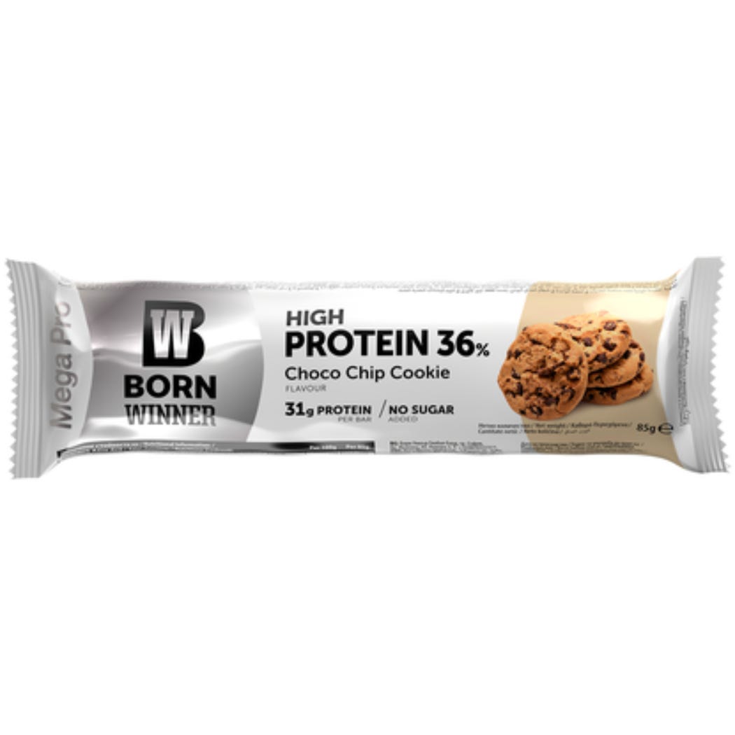  بورن وينر ميجا برو بالكوكيز و الشيكولاتة 85 جم .. BORN WINNER MEGA PRO CHOCO CHIP COOKIE 85 GM 