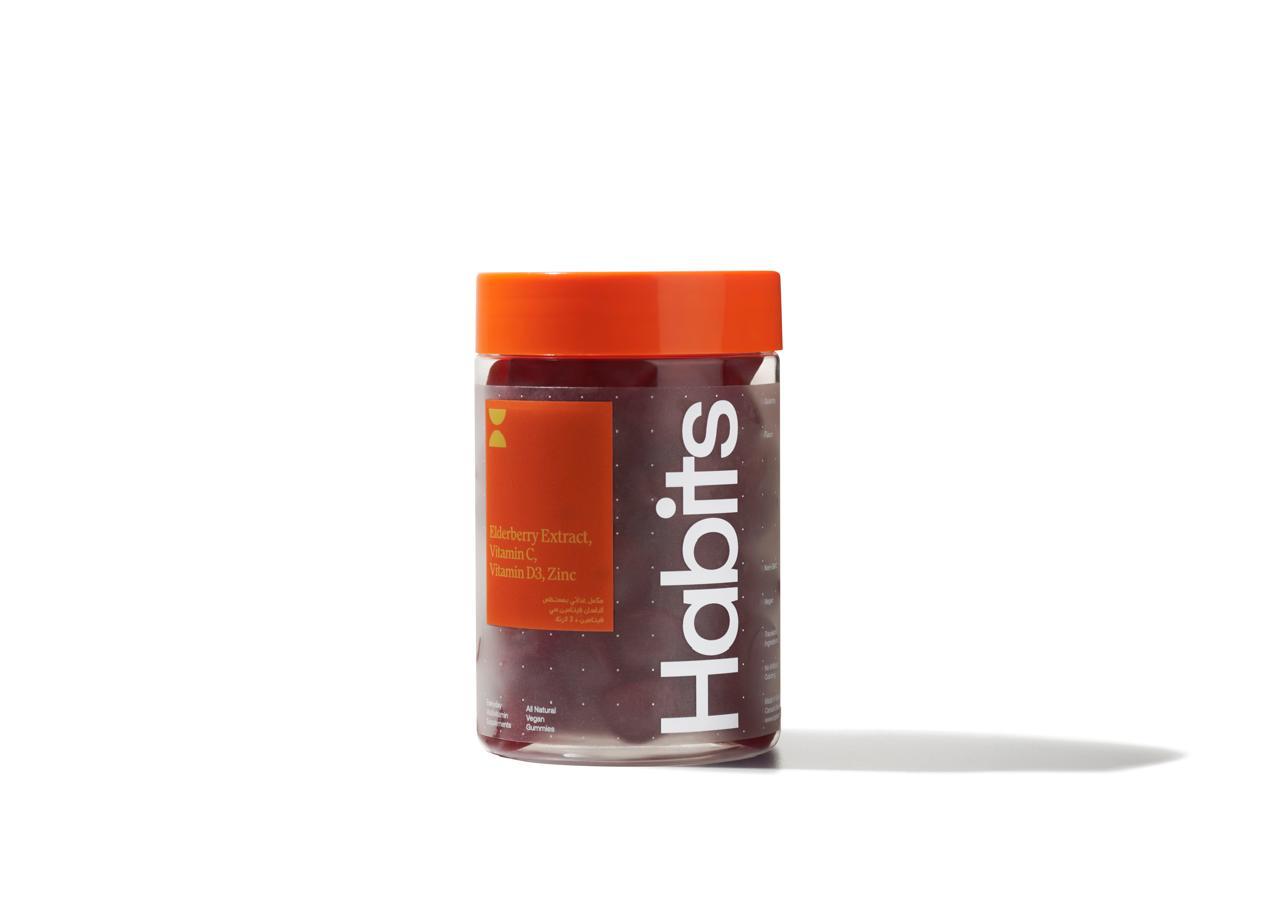  هابيتس مستخلص البلسان وفيتامين ج و فيتامين د3 والزنك 60 حلوى جيلاتينية-HABITS ELDEBERRY EXTRACT, VITAMIN C, VITAMIN D3, ZINC 60 GUMMIES 