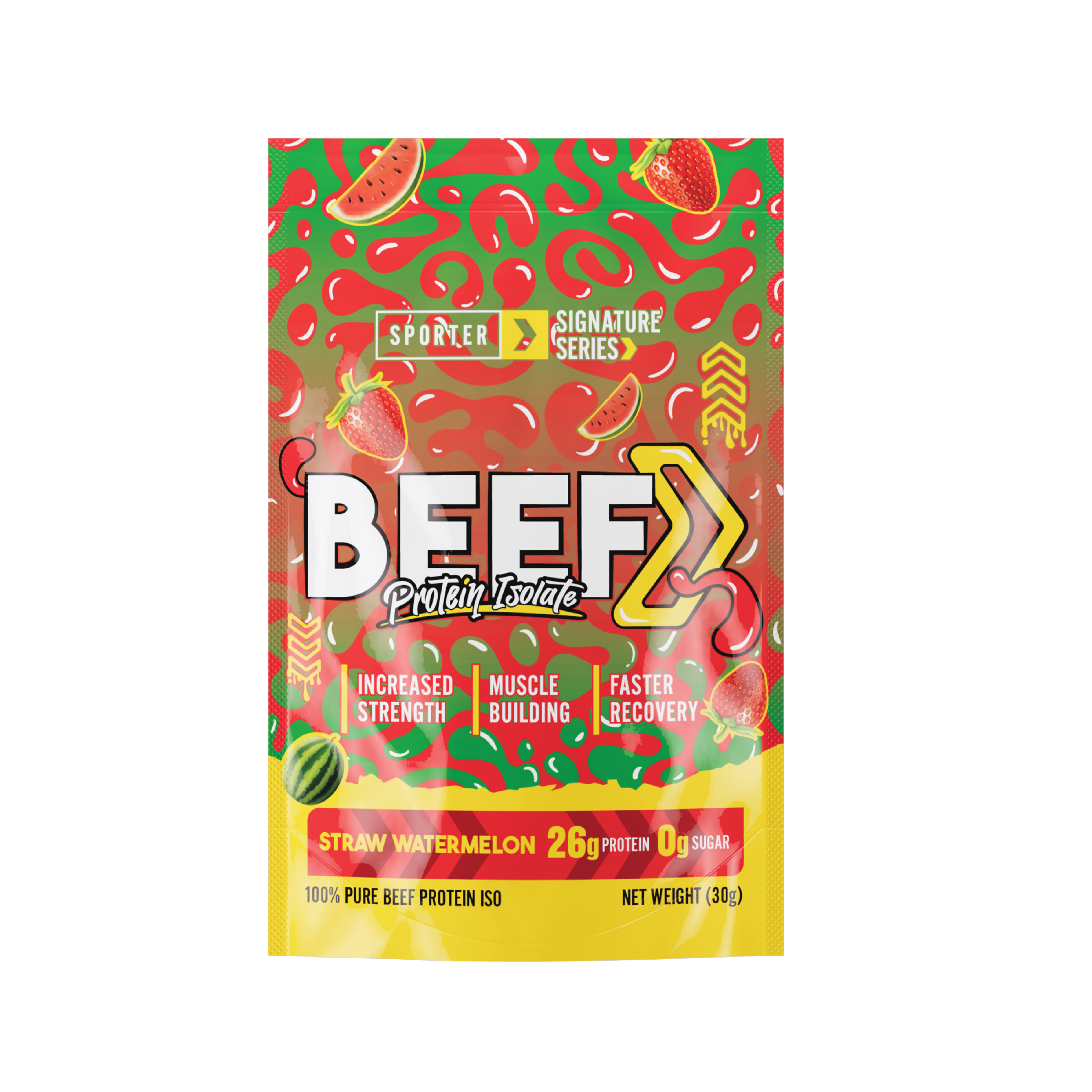  سبورتر – بي بروتين آيزوليت ساشيه – فراولة وبطيخ – حصة واحدة - Sporter - Beef Protein Isolate Sachet - Strawberry Watermelon - 1 Serving 