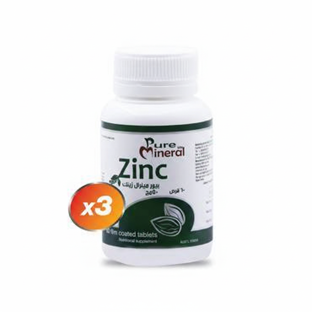  Pack of 3 Pure Mineral WN Zinc 50 mg 60 Tablets 