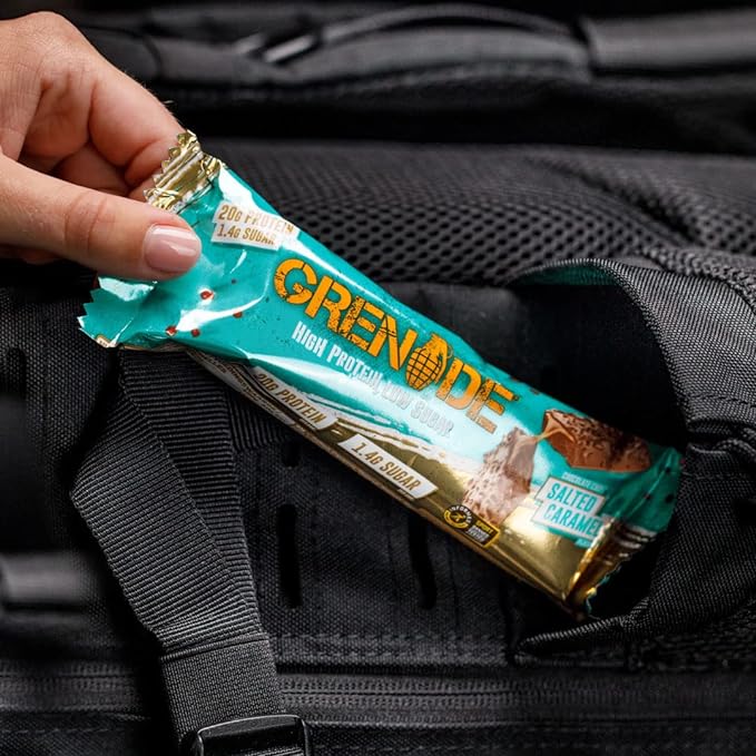  جرينيد عالي البروتين، لوح منخفض السكر - رقائق الشوكولاتة والكراميل المملح-Grenade High Protein Low Sugar Bar - Chocolate Chip Salted Caramel 