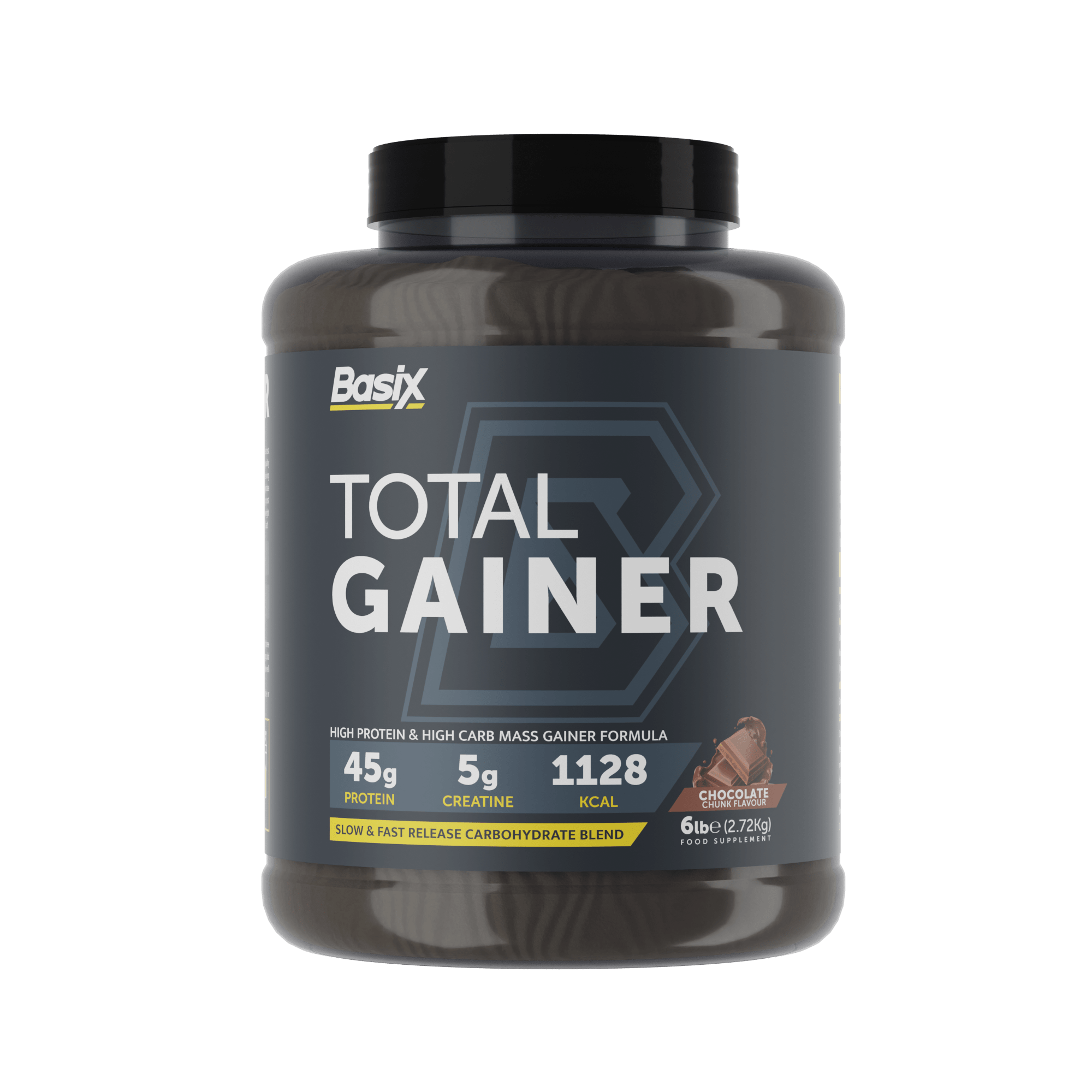  Basix Gain - Total Gainer - Chocolate Chunk - 6 LB - بيسكس زيادة الوزن - مكسب الوزن الإجمالي - بنكهة شوكولاتة - 6 أرطال 