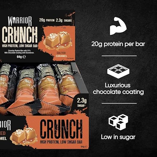  واريور كرانش-ألواح عالية البروتين 64 جم كراميل مملح-Warrior Crunch-High Protein Bars Salted Caramel 64 gm 