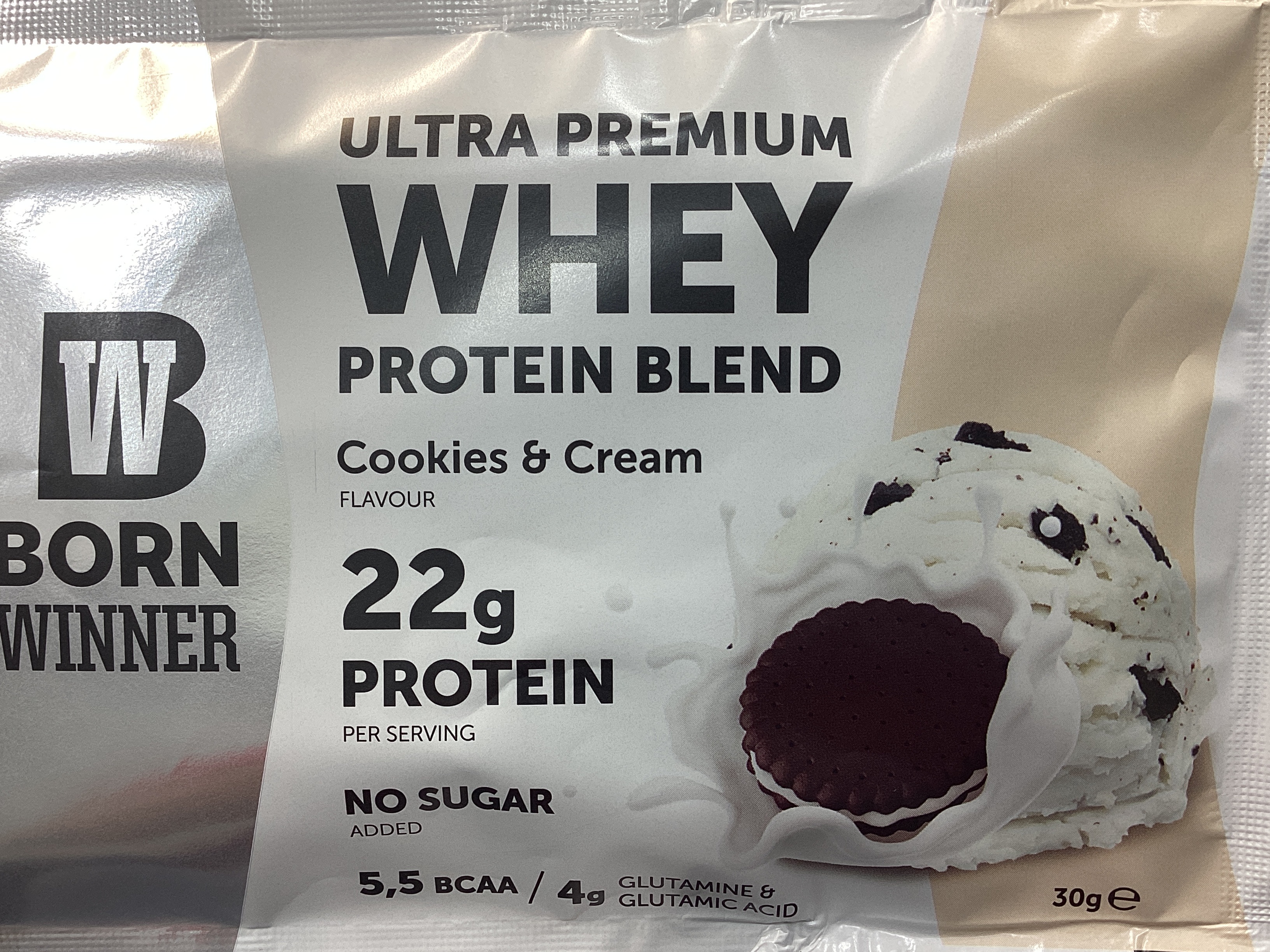   بورن وينر حصه بروتين بنكهة الفانيلا كوكيز اند كريمة 30 جرام-BW protein serving Cookies and cream flavor 30g 