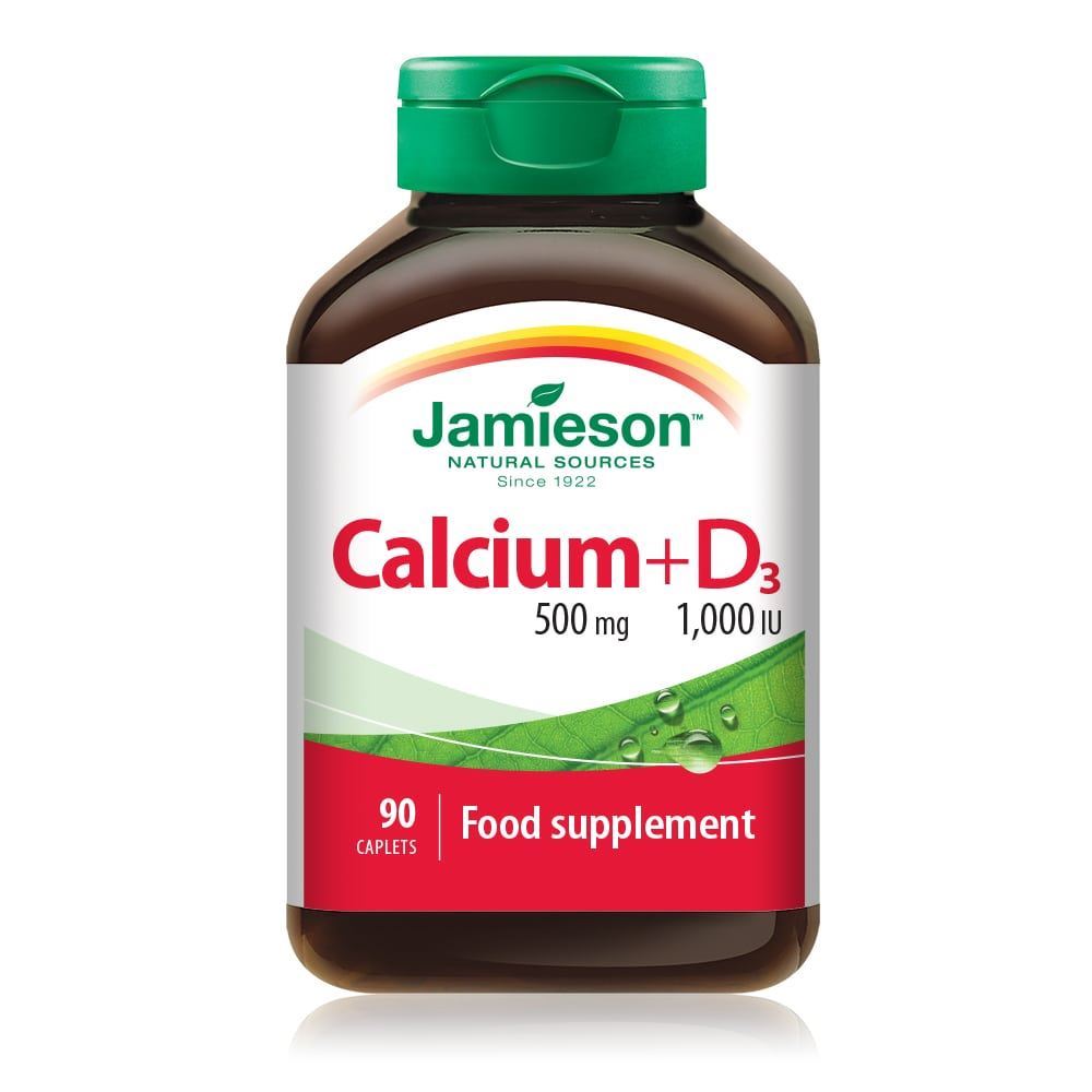 جاميسون كالسيوم 500 ملجم + فيتامين د 1000 وحدة دولية 90 قرص .. JAMIESON CALCIUM 500 MG + VIT.D 1000 IU 90 TABLETS 