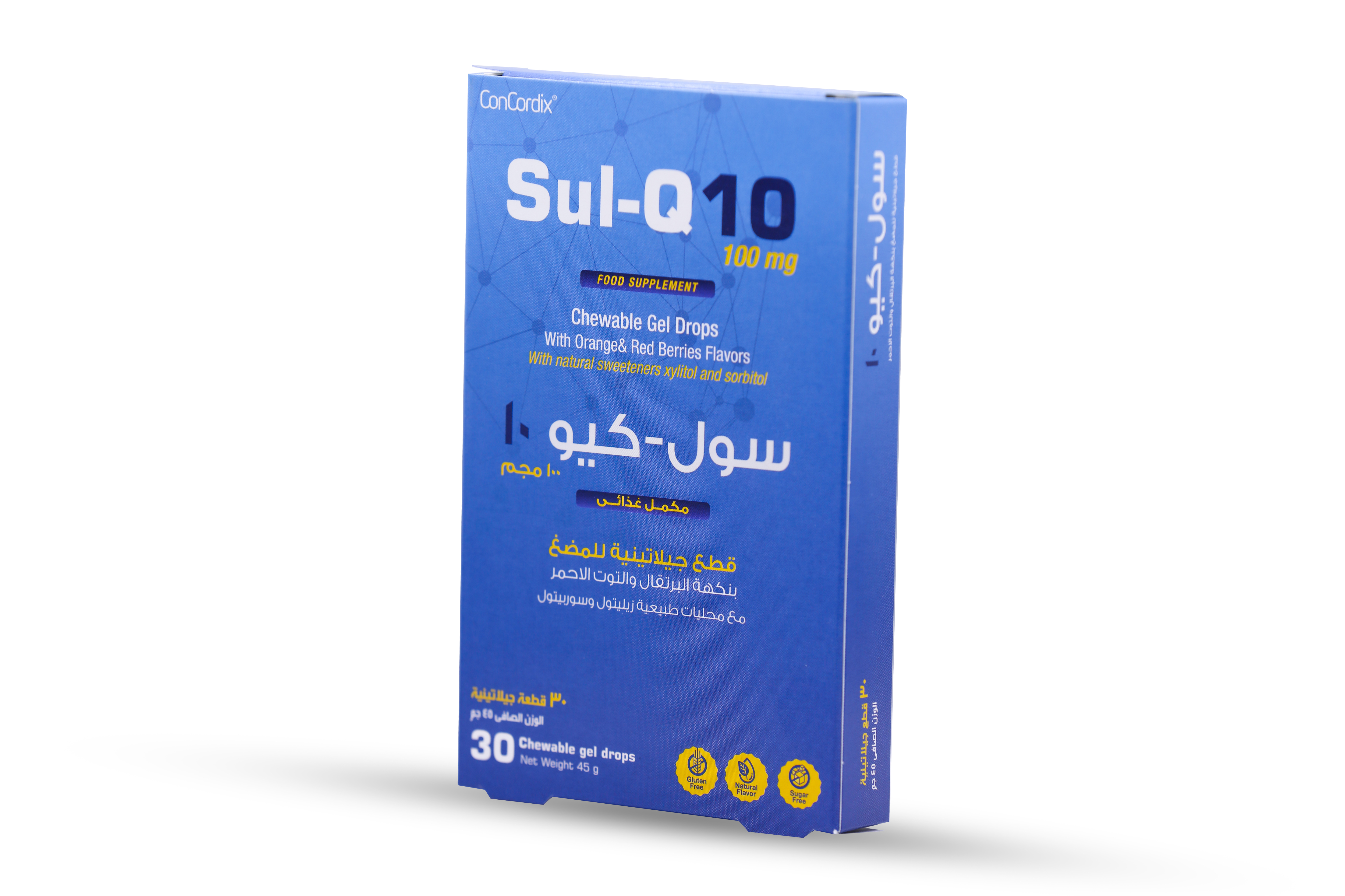  سول كيو 10 كو إنزيم Q10 100 مجم مع ليكوبين نكهة البرتقال والتوت الأحمر 30 قطعة جيلاتينية  - Sul Q10 Coenzyme Q10 100mg with Lycopene Orange and Red Berry Flavor 30 Gummies 