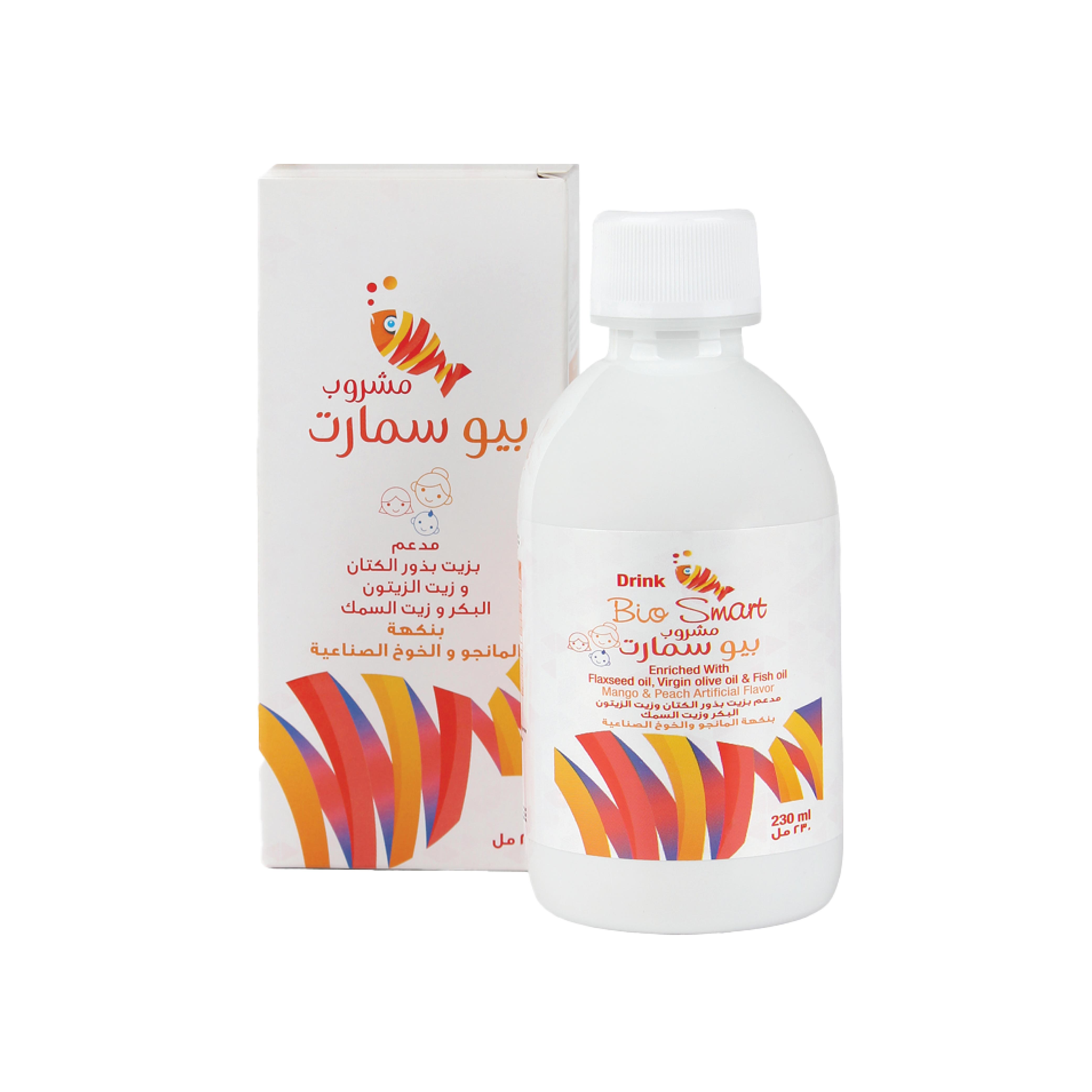  Biosmart Syrup Virgin Olive Oil 1g, Flaxseed Oil 0.5g and Omega-3 1g Mango and Peach Flavor 230 ml 