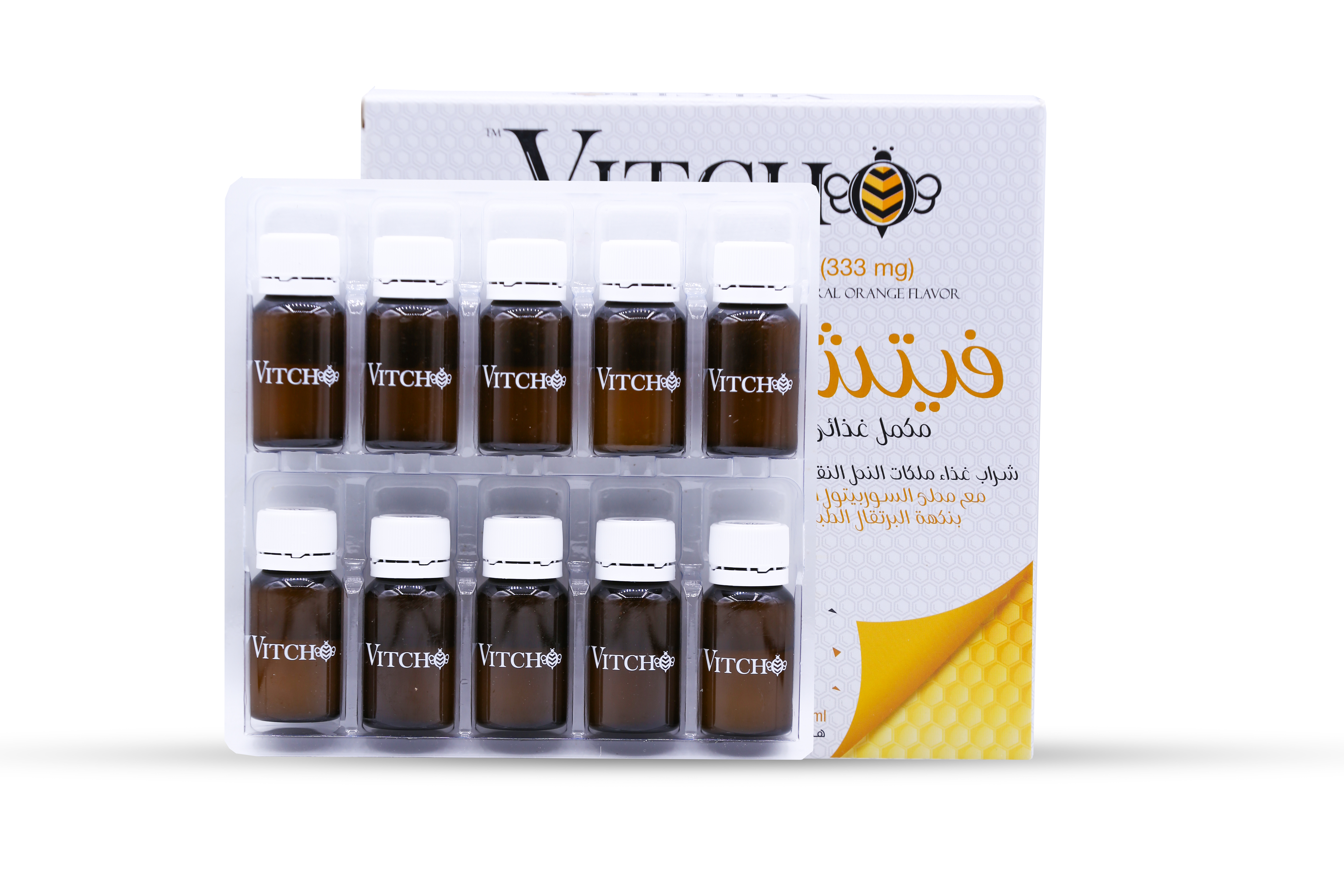  فيتشو غذاء ملكات النحل 1جم بنكهة البرتقال 10 زجاجات - Vitcho Royal Jelly 1g Orange Flavor 10 Bottles 