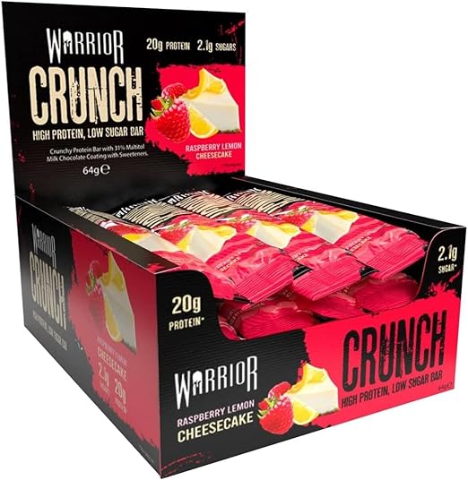  Warrior Crunch - High Protein Bars - 20g Protein-Raspberry Lemon Cheesecake 