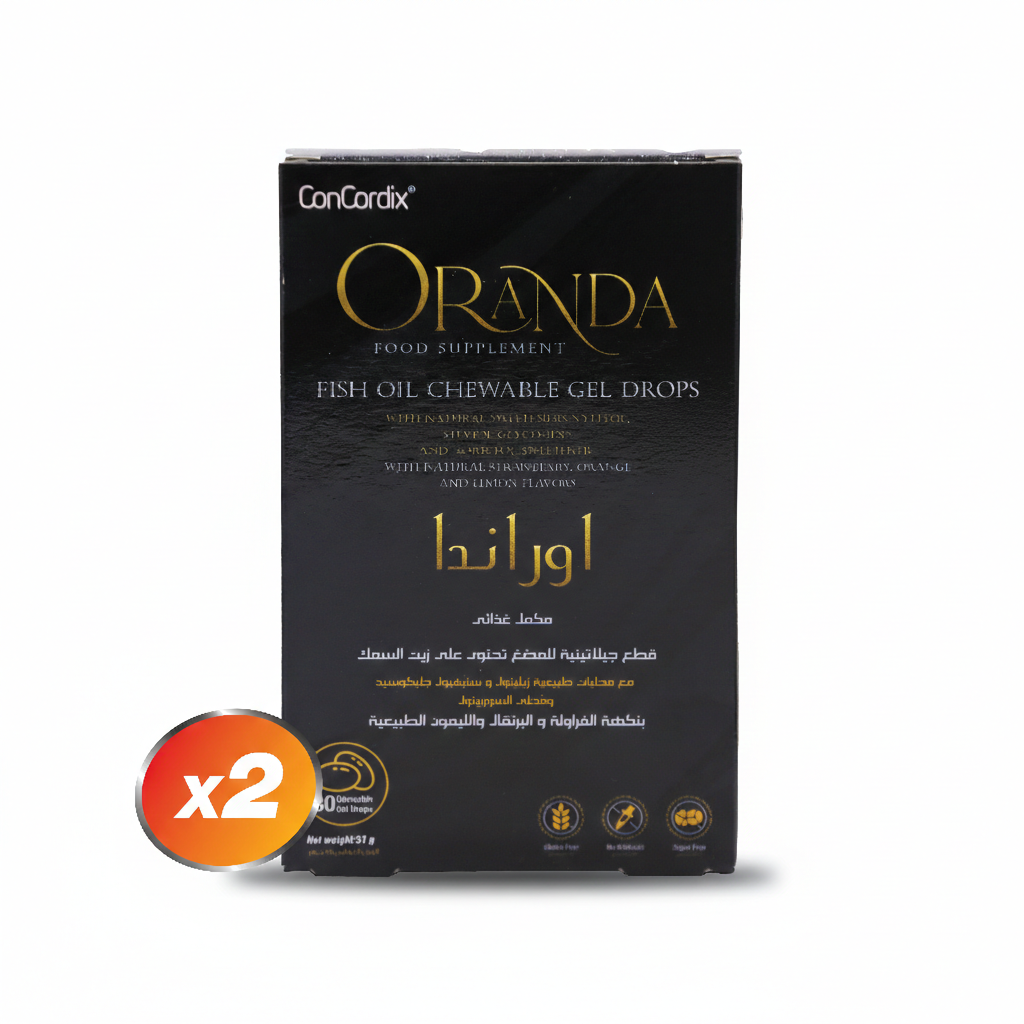  Pack of 2 - Oranda – Fish Oil 640 mg – Orange, Lemon & Strawberry Flavor – 30 Gummies 