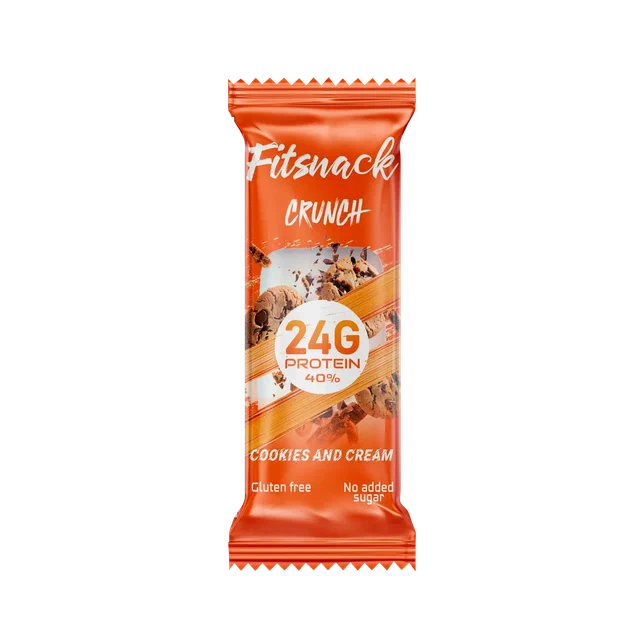  فيت سناك كرانشي بار بالكوكيز و الكريمة مع الكولاجين 60 جم - FITSNACK CRUNCH PROTEIN BAR DOUBLE CHOCOLATE WITH COLLAGEN 60GM 