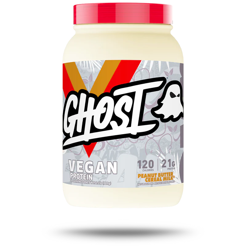 مسحوق بروتين نباتي من جوست، حليب حبوب زبدة الفول السوداني - 2 رطل، 20 جرام من البروتين-GHOST Vegan Protein Powder, Peanut Butter Cereal Milk - 2lb, 20g of Protein 