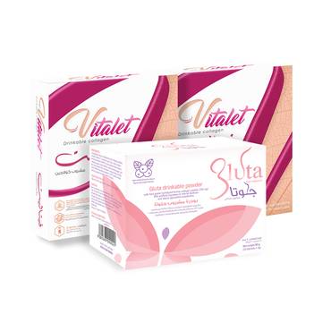  بكج البشره x2 (x1 جلوتا ساشيت -x2 فيتاليت) - Skin Package x2 (Gluta sachet x1- vitalet x2) 