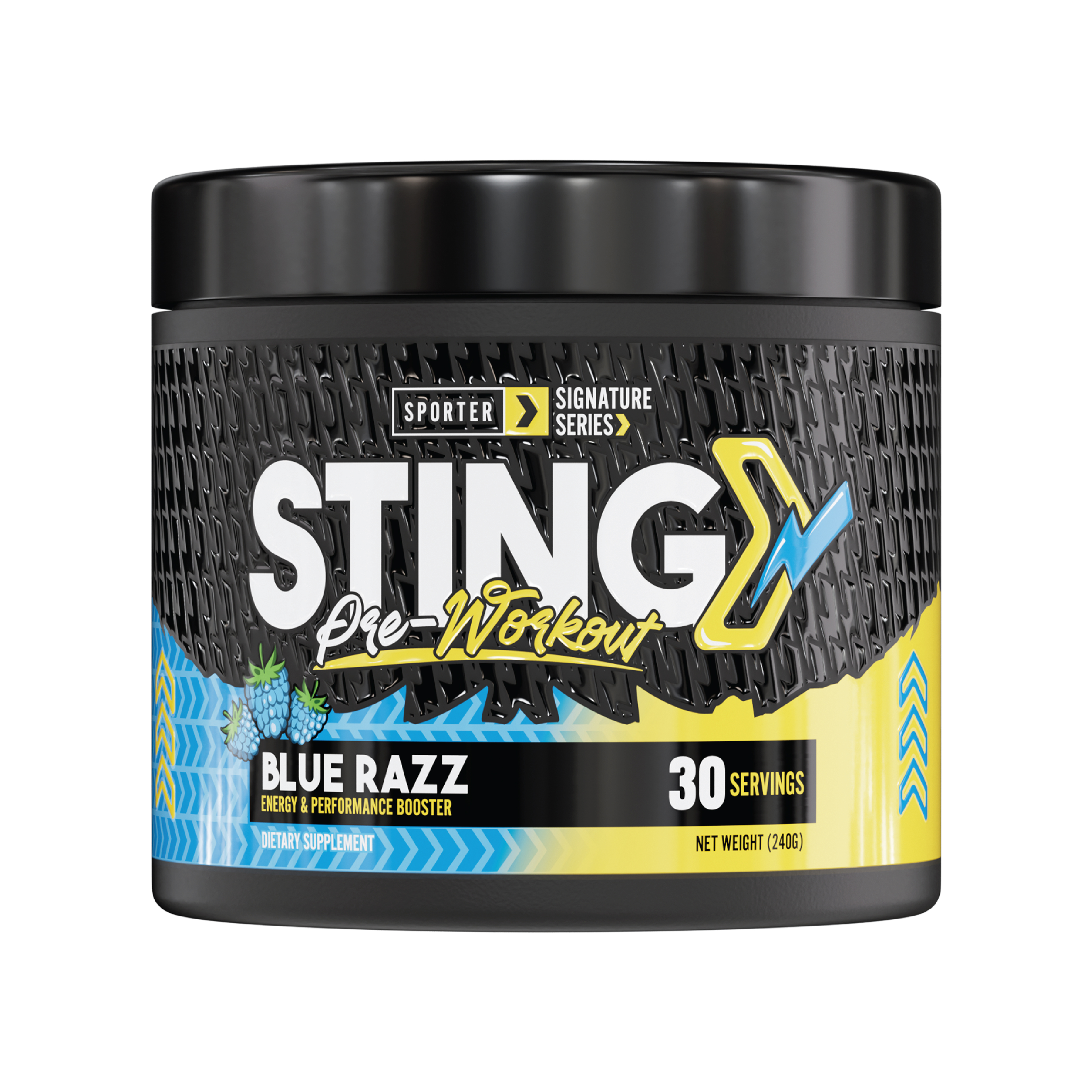  سبورتر – ستينج بري ووركاوت – بلو راز – 30 حصة - Sporter - Sting Pre-Workout - Blue Razz - 30 Servings 