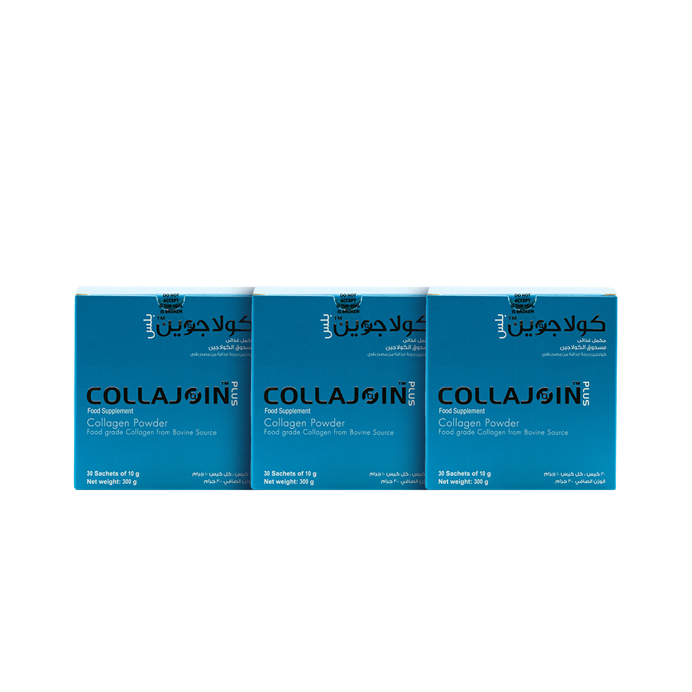  ثلاث عبوات من كولاجوين بلس بقري 9.9جم مع فيتامين سي والكركم 30 كيس - Pack of 3 Collajoin Plus Bovine 9.9 g with Vitamin C and Curcumin 30 Sachets 