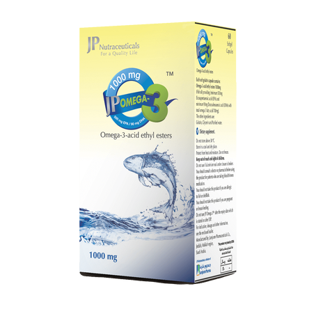  زيت السمك أوميجا 3 من جيه بي بتركيز 1000 ملجم، 60 كبسولة-JP Omega 3 Fish Oil 1000 mg 60 Capsules 