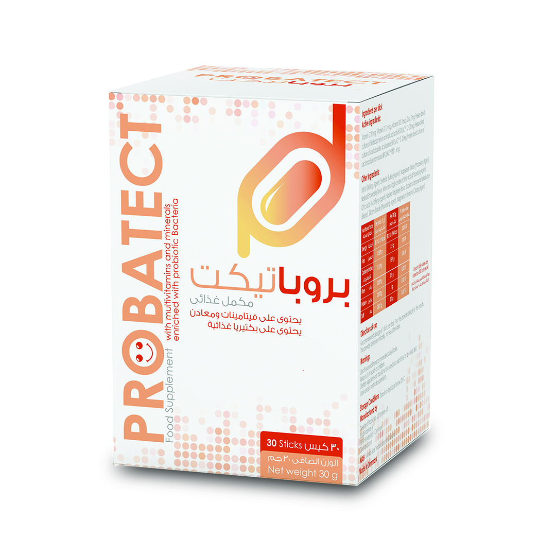  بروباتيكت مكمل بكتيريا نافعة مع فيتامينات ومعادن  بنكهة الفراولة 30 كيس - Probatect Probiotic with Vitamins and Minerals Strawberry Flavor 30 Sachets 